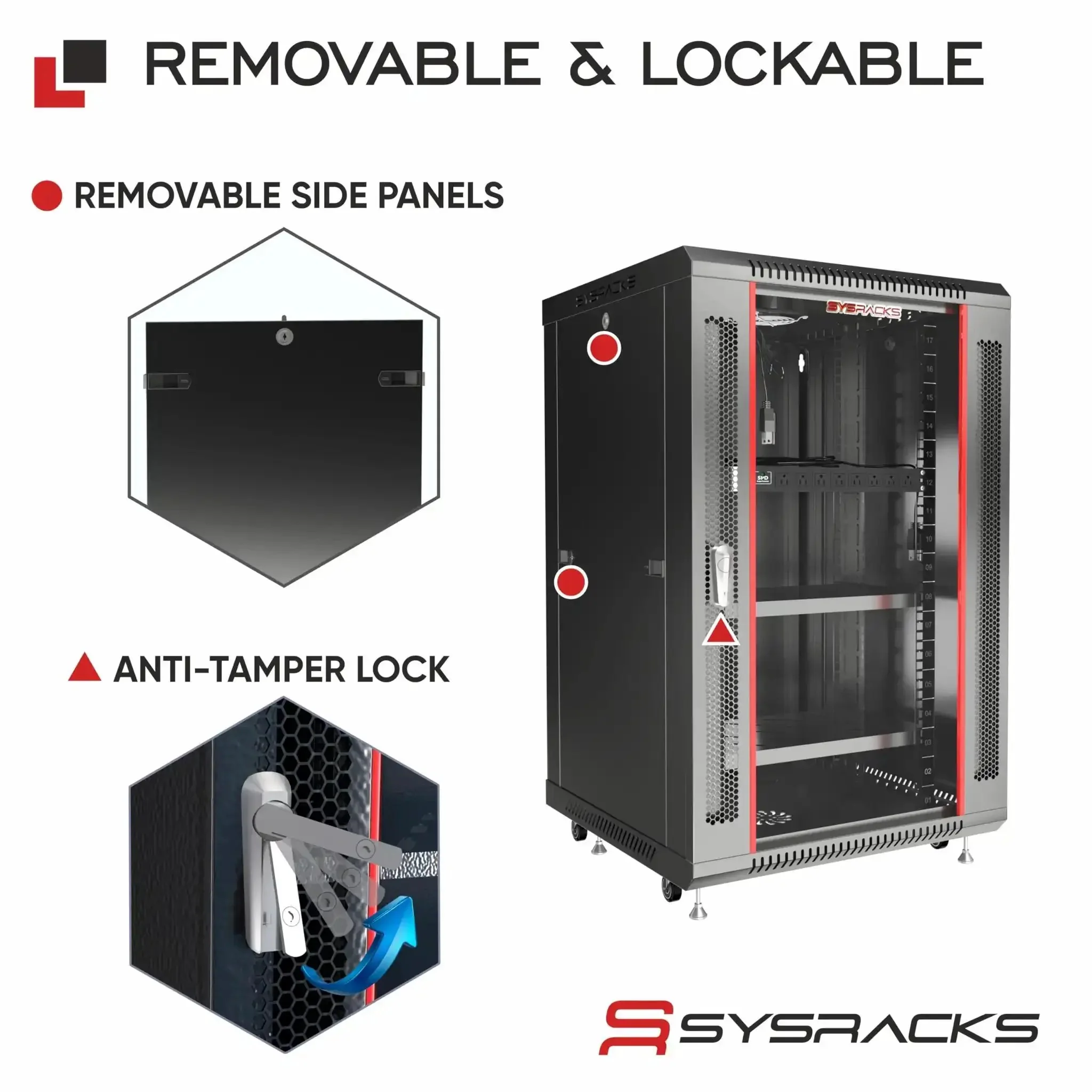15U Wall Mount Server Rack Cabinet For 19 Inch Network Enclosures With 24 Inch Depth Built In Fan PDU And Two Shelves For IT Gear, Switches, Patch Panels And Cable Management - Image 6