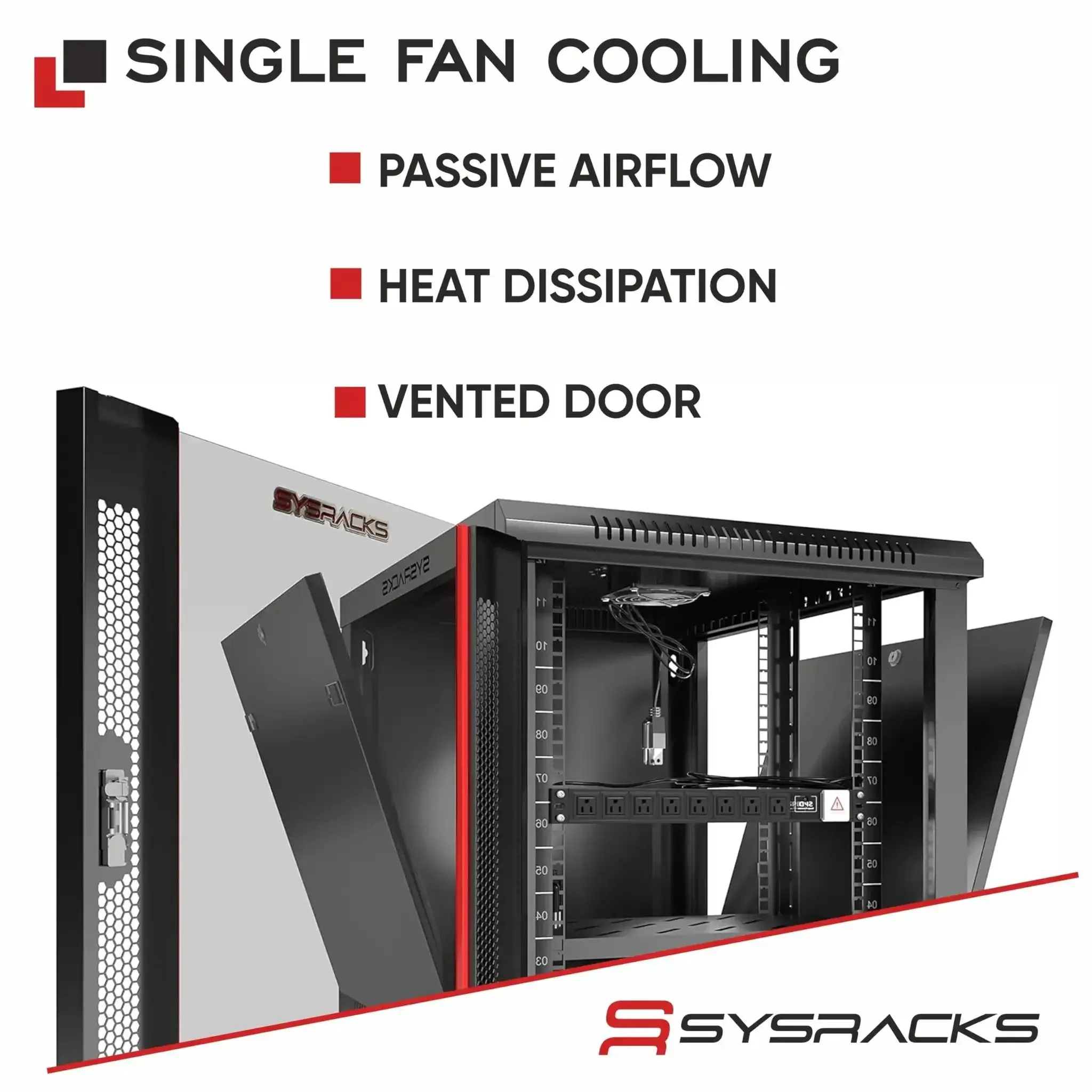 15U Wall Mount Server Rack Cabinet For 19 Inch Network Enclosures With 24 Inch Depth Built In Fan PDU And Two Shelves For IT Gear, Switches, Patch Panels And Cable Management - Image 9