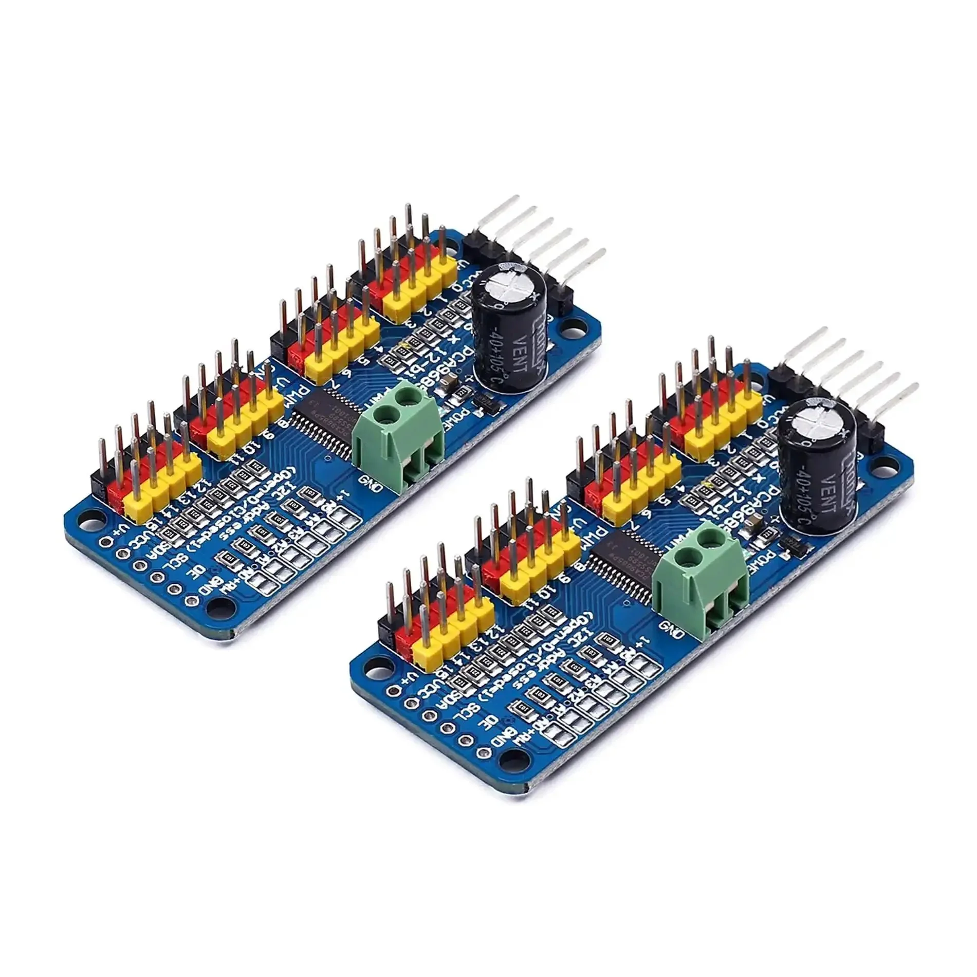16 Channel PWM Servo Driver Module With I2C Control For Quick Plug And Play Setup 12 Bit Resolution 40 To 1000 Hz Frequency Compatible With Arduino Raspberry Pi MG90S SG90 MG995 Servos 2 Pack