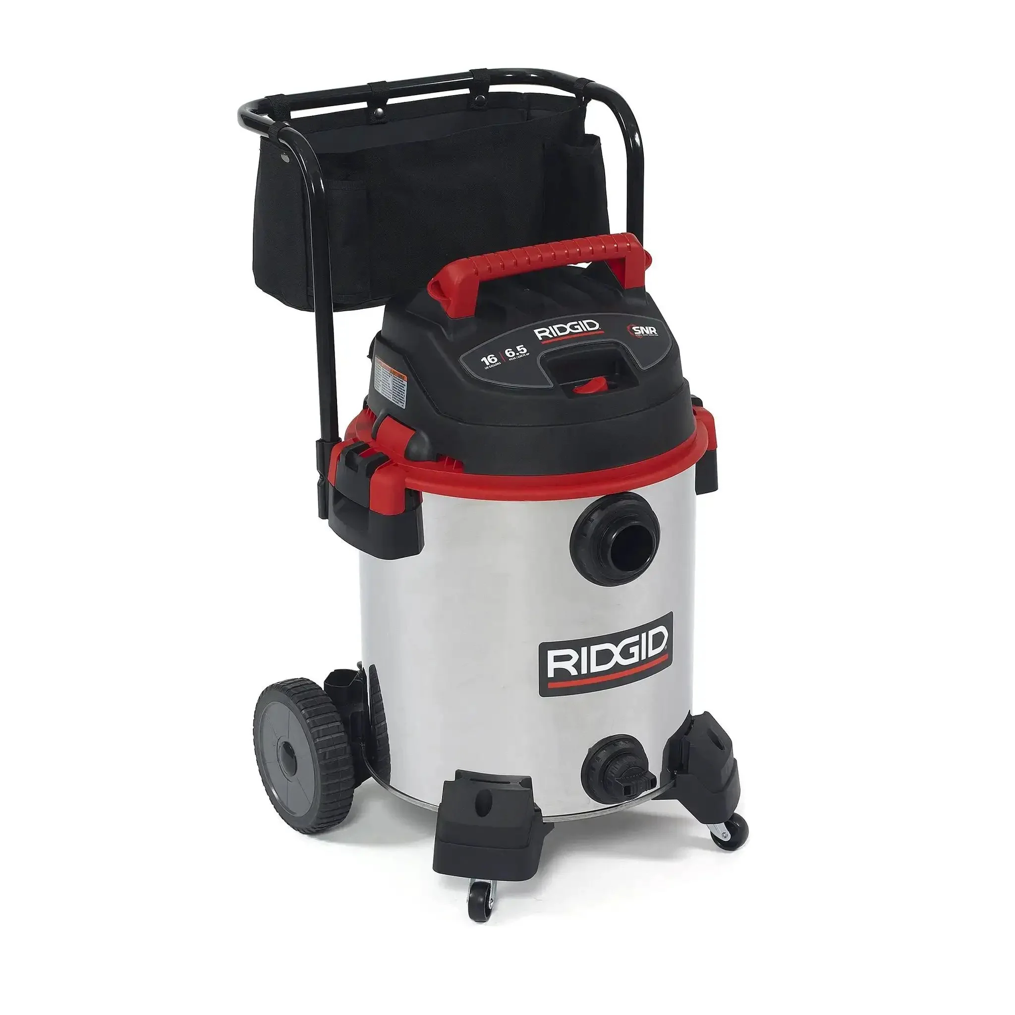 16-Gallon Stainless Steel Wet Dry Shop Vacuum With Cart, Pro Hose, Drain And Blower Port, 6.5 Peak HP Motor, Large Wheels, Built-In Cart For Easy Mobility, Durable Tank For Home Garage And Shop Cleanup, Red - Image 14