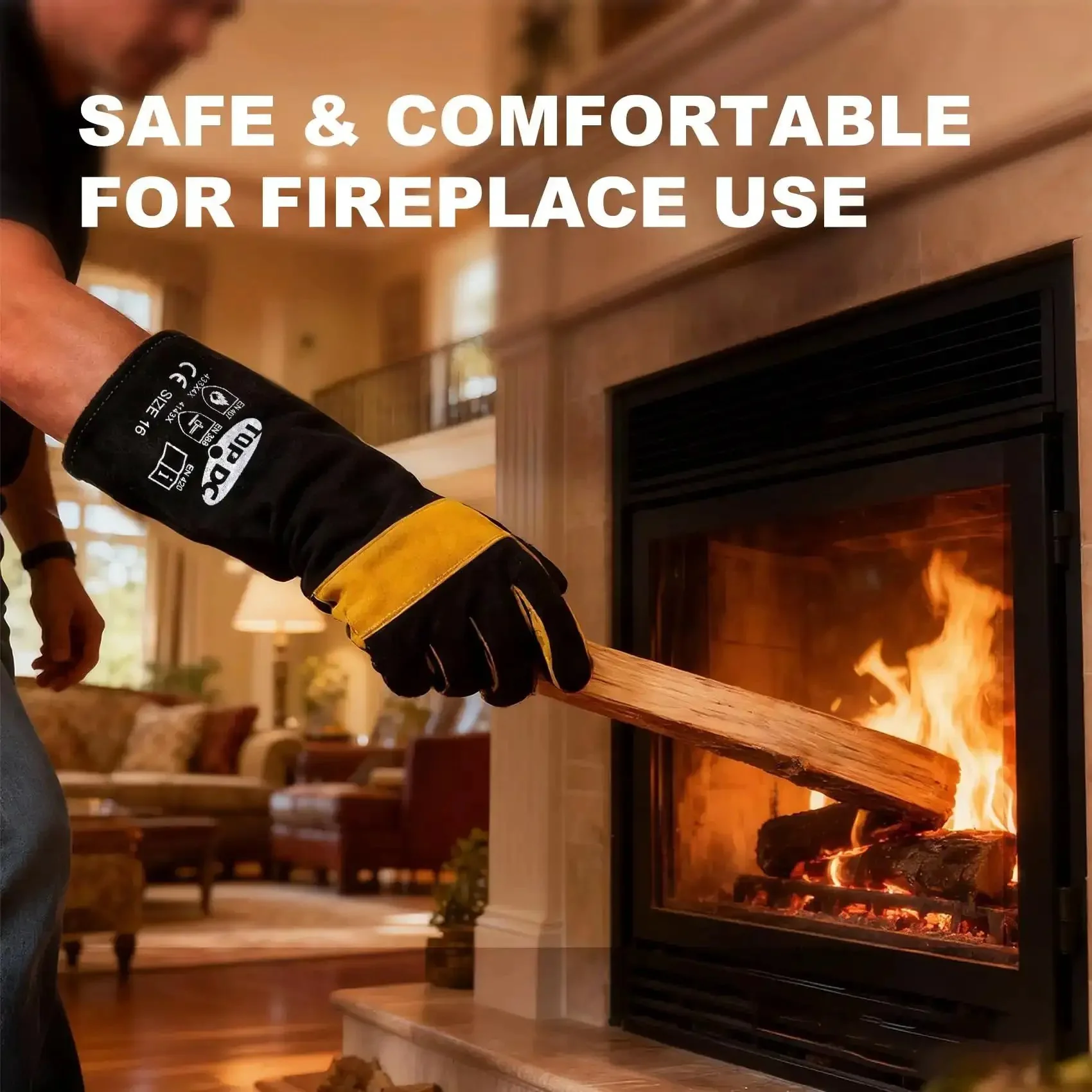 16 Inch Extreme Heat Resistant Leather Welding Gloves With Kevlar Reinforcement And Double Stitching For Mig Tig Stick Welding, Forge, Bbq, Grill, Fireplace, Wood Stove, Furnace, Oven And Safe, Loving Pet Care - Image 7