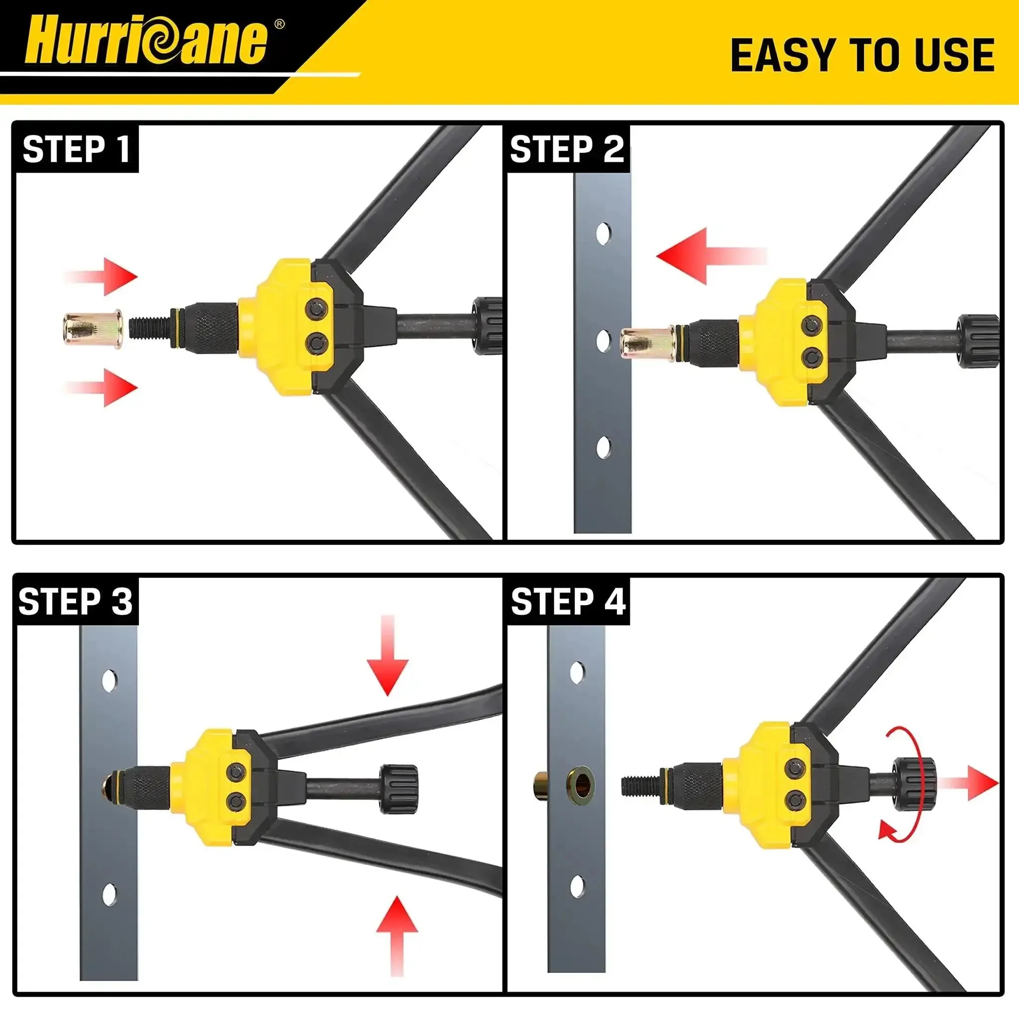 16 Inch Rivet Nut Tool Kit With Auto Release Nutsert 13 Mandrels And 130 Threaded Rivet Nuts Durable Hand Riveter Set In Sturdy Plastic Case SAE And Metric Sizes For Quick Dependable Pro Grade Nutsert Assembly - Image 3