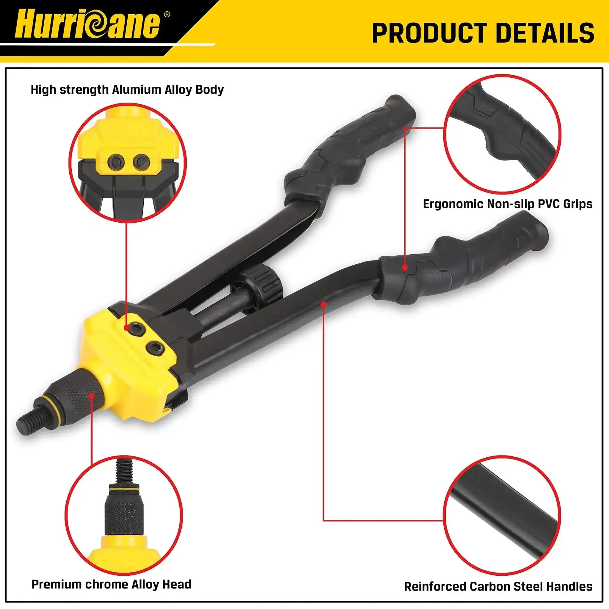 16 Inch Rivet Nut Tool Kit With Auto Release Nutsert 13 Mandrels And 130 Threaded Rivet Nuts Durable Hand Riveter Set In Sturdy Plastic Case SAE And Metric Sizes For Quick Dependable Pro Grade Nutsert Assembly - Image 5