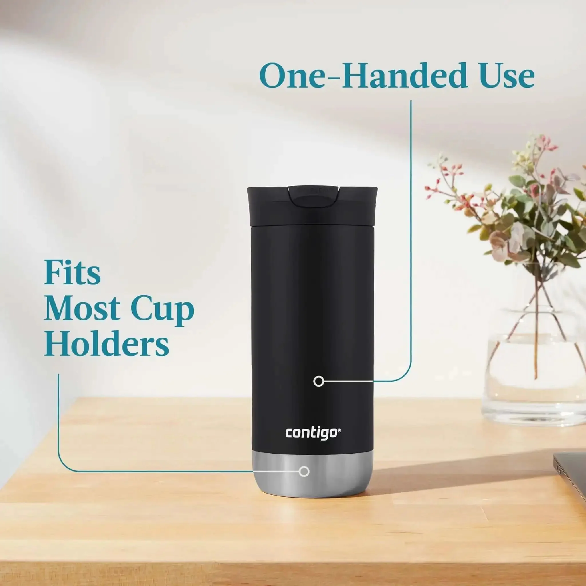 16 Oz Licorice Vacuum Insulated Stainless Travel Mug With Leak Proof Lid Keeps Drinks Hot Up To 6 Hours Or Cold Up To 12 One Hand Sip Fits Most Cup Holders Ideal For Coffee Tea Or Beverages On The Go - Image 3