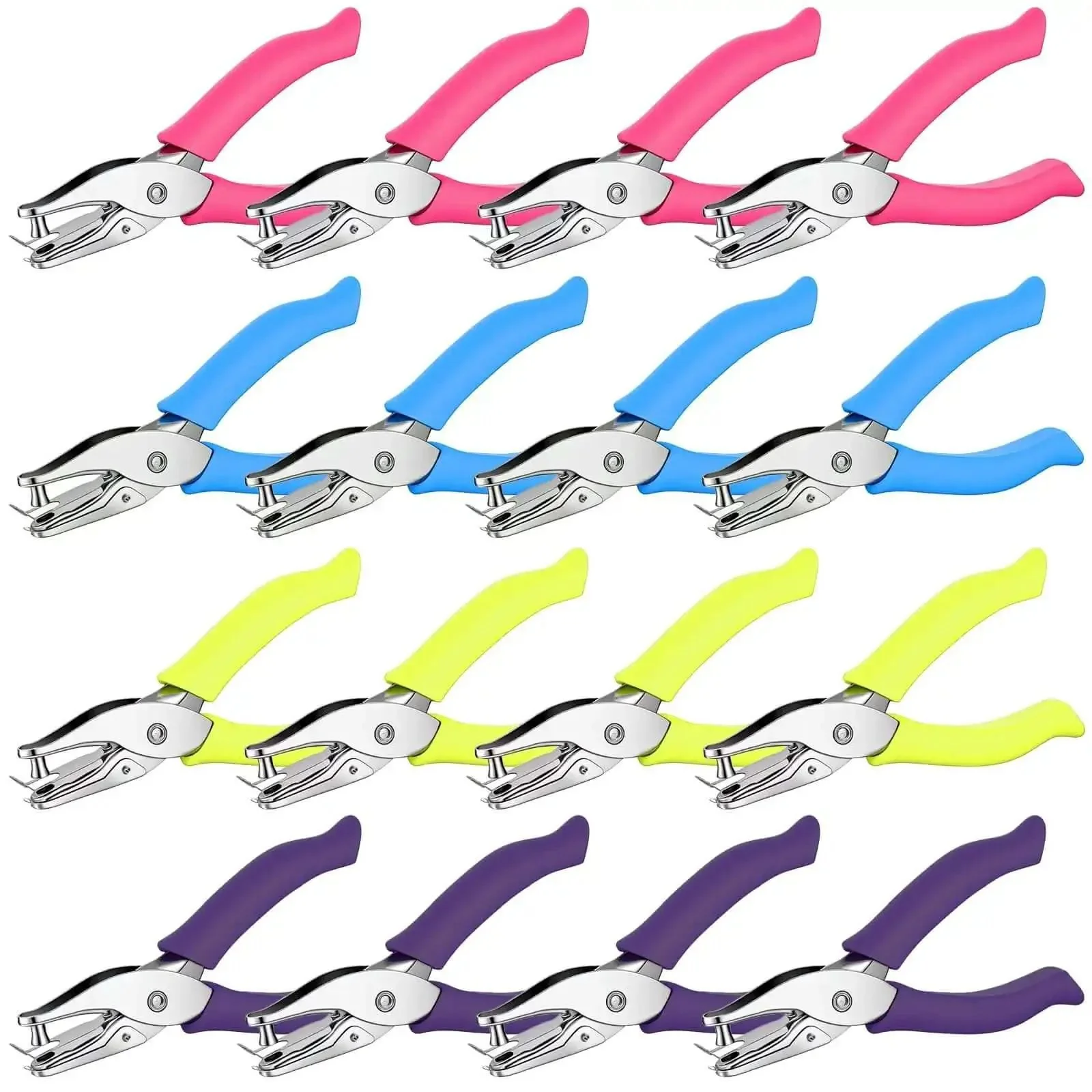 16 Pack Handheld Hole Punchers With Soft Grip 1 Quarter Inch Circle Punch For Craft Paper Greeting Cards Scrapbooks Notebooks In Four Bright Colors Great For Classrooms DIY Projects And Collaborative Crafts