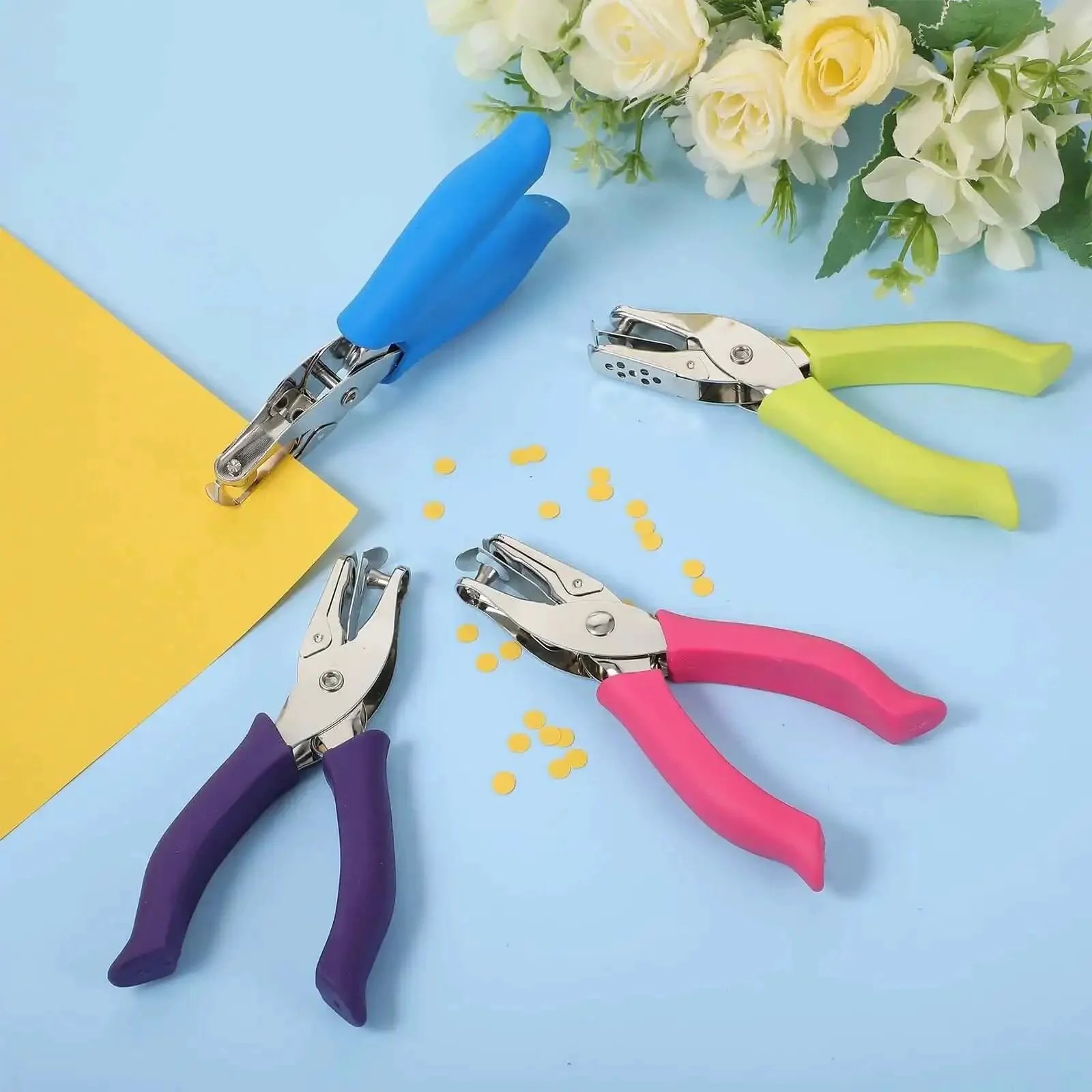 16 Pack Handheld Hole Punchers With Soft Grip 1 Quarter Inch Circle Punch For Craft Paper Greeting Cards Scrapbooks Notebooks In Four Bright Colors Great For Classrooms DIY Projects And Collaborative Crafts - Image 3