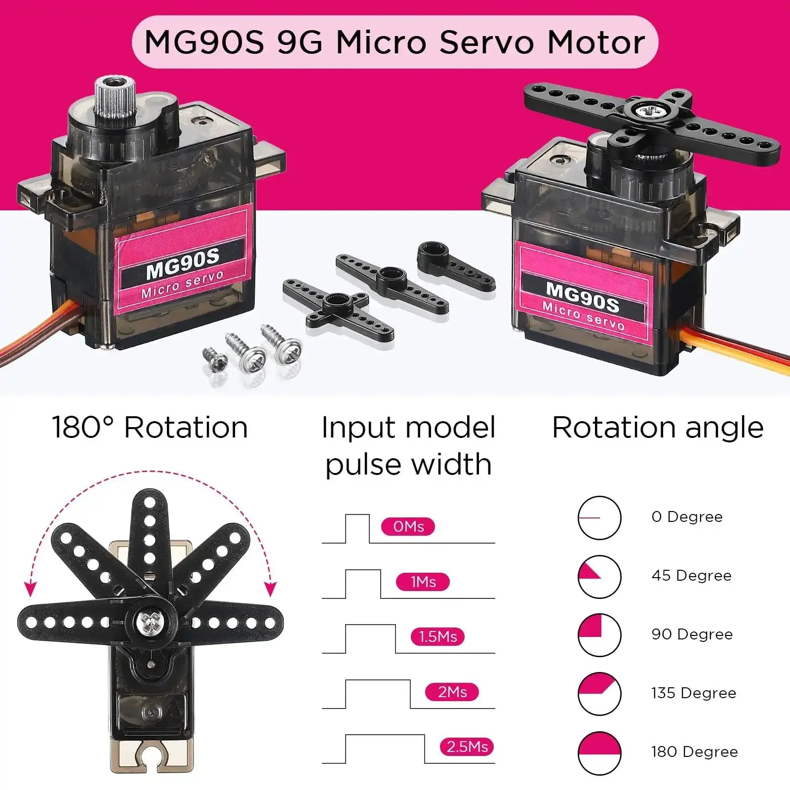 16 Pack Mini SG90 9g Micro Servo Motors RC Servo Kit For Robots, Helicopters, Planes, Cars, Boats, Complete Set With Arms, Fixing Screws And Easy Mounts - Image 5