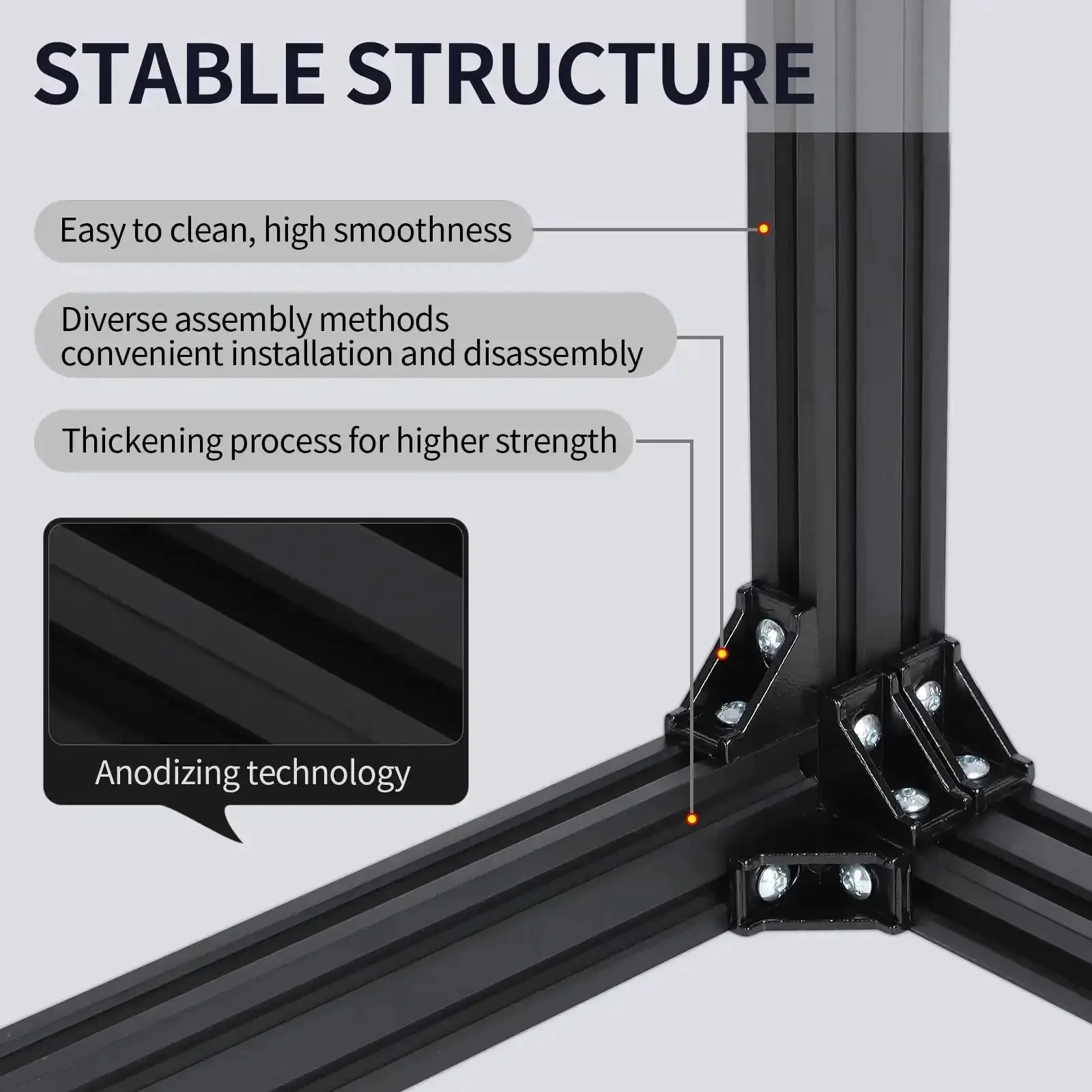 16 Piece Black 2020 Series Aluminum Extrusion Connector Kit With 16 2028 Corner Brackets 32 T Slot Nuts And M5 Hex Bolts For 6mm Slot 20S Aluminum Rails Ideal Diy Frame Build Accessory Set - Image 5