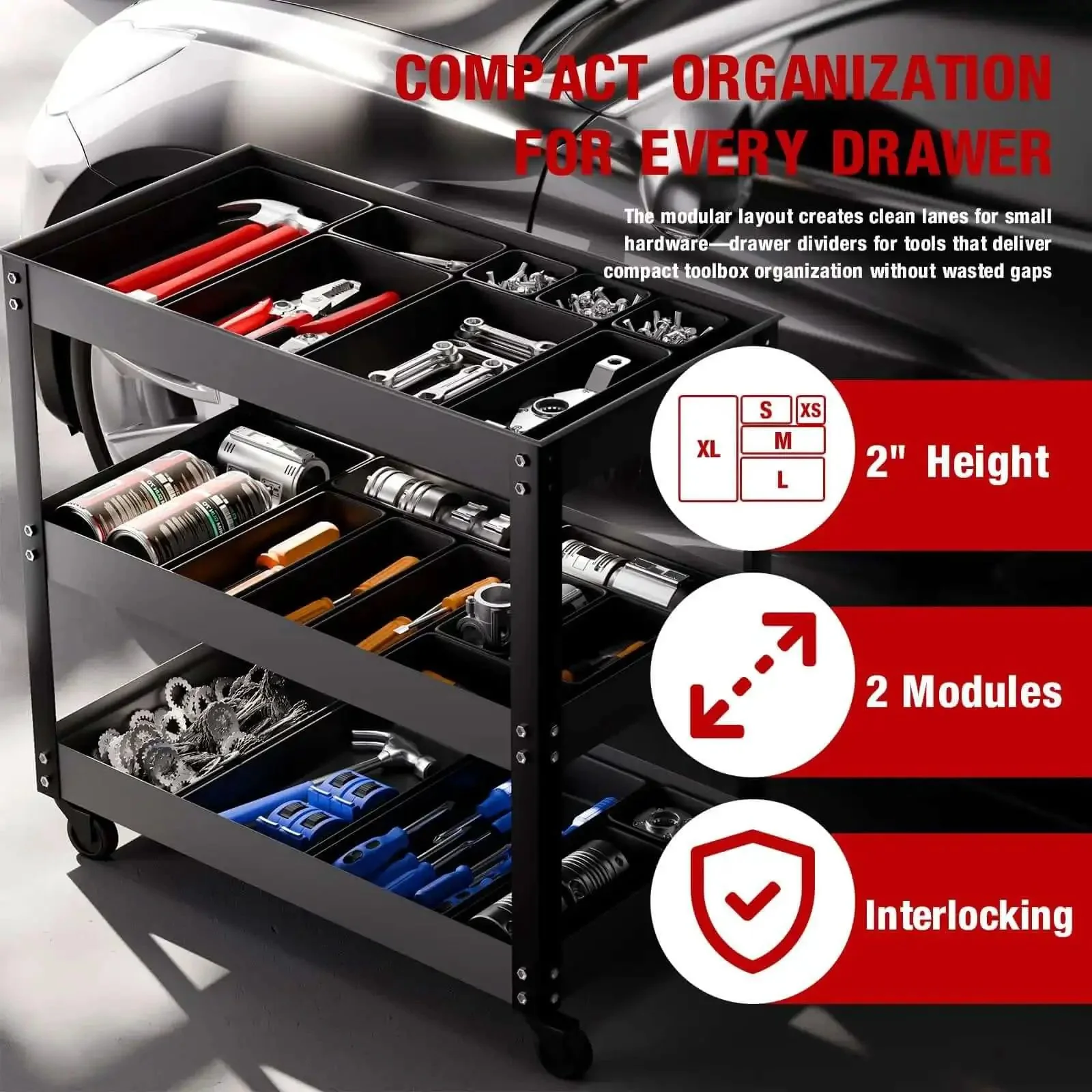 16 Piece Small Parts Tool Box Organizer Trays Set For Tool Box Drawer Storage With Eight Small And Eight Extra Small Trays The Ultimate Screw And Hardware Organizer Box For Toolbox Garage Workbench And DIY Projects - Image 4
