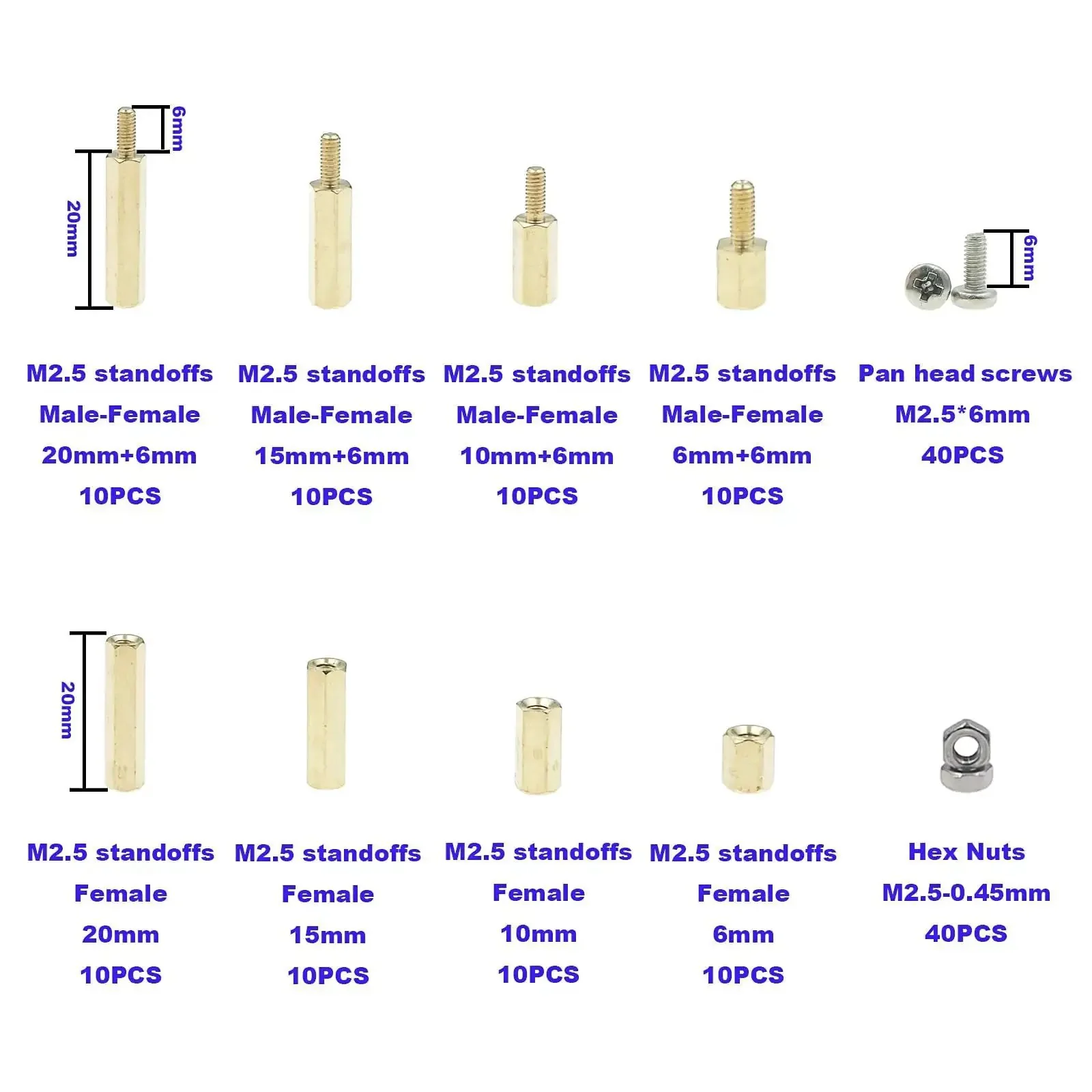 160 Pieces M2.5 Brass Spacer Standoff Kit With Stainless Steel Screws And Nuts Male Female Assortment Hex Standoffs Plastic Box Easy To Install For Electronics Projects And DIY RC Builds - Image 8