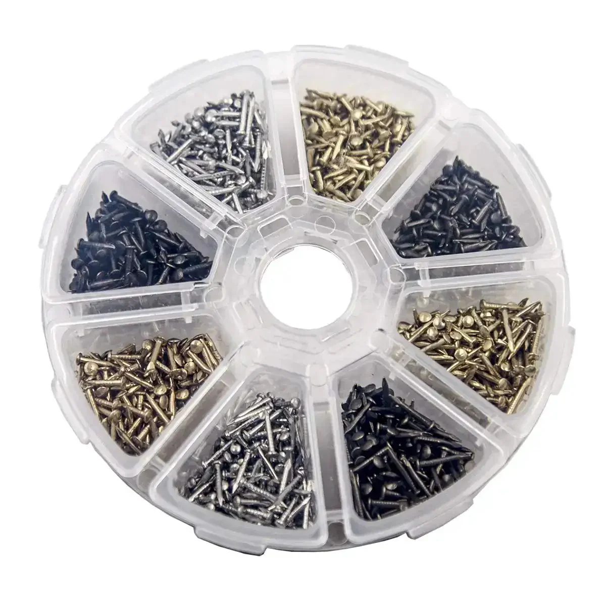 1600 Piece Tiny Nails Wood Screws Set For DIY Crafts Antique Finish In Gold Silver Bronze 1x6mm 1x8mm 1x10mm Boxed Bulk Pack For Woodworking Projects And Decorative Box Accessories