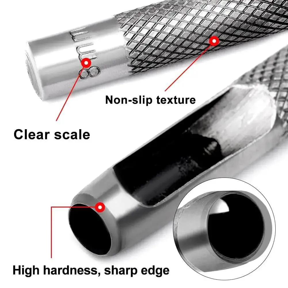 16mm Hollow Hole Punch For Leather Craft Round Carbon Steel Punch Tool With Knurled Handle Works Like A Champ For DIY Leatherworking Projects Durable And Sharp Easy Grip 3.74 Inch Overall Length One Piece - Image 5