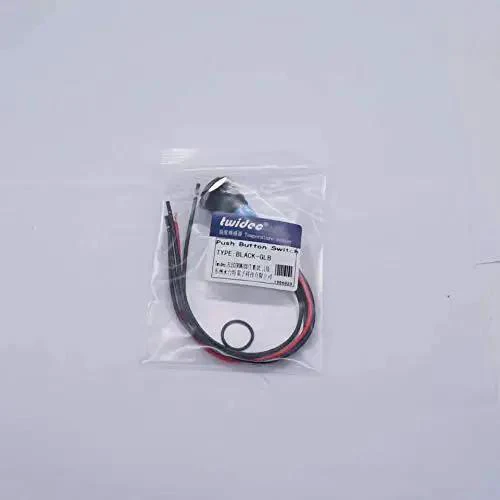16mm Raised Speaker Horn Momentary Push Button Switch With 12V Blue LED Light Black Stainless Steel Shell 1NO 1NC SPDT Prewired For Car Modification Five Eighth Inch Mounting Hole - Image 2