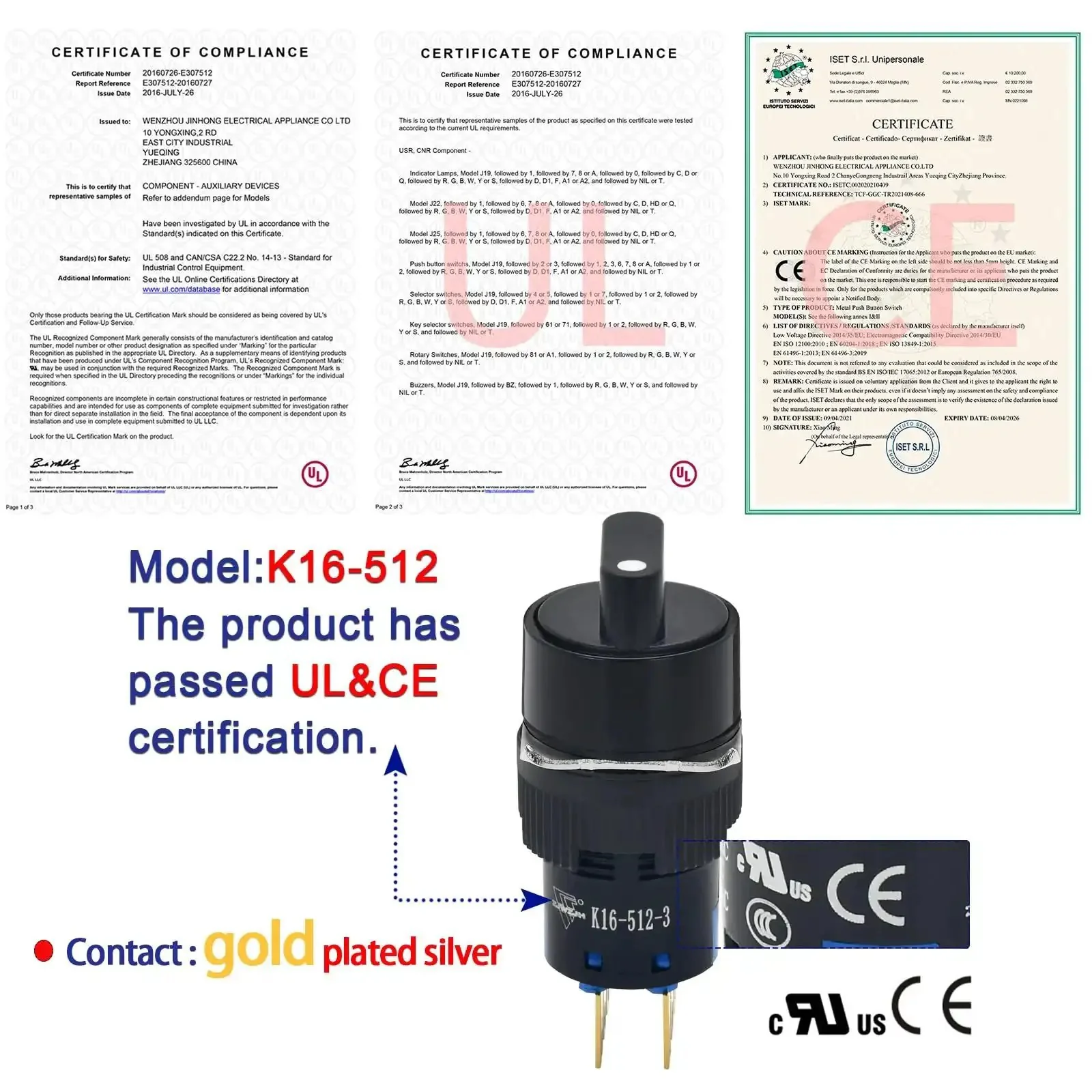 16mm Three Position Rotary Switch With Two NO Two NC DPDT Latching 5 Amp 250 Volt On Off On Selector Button Knob With Wire Leads Two Pack UL Listed For DIY Projects And Electronics - Image 7