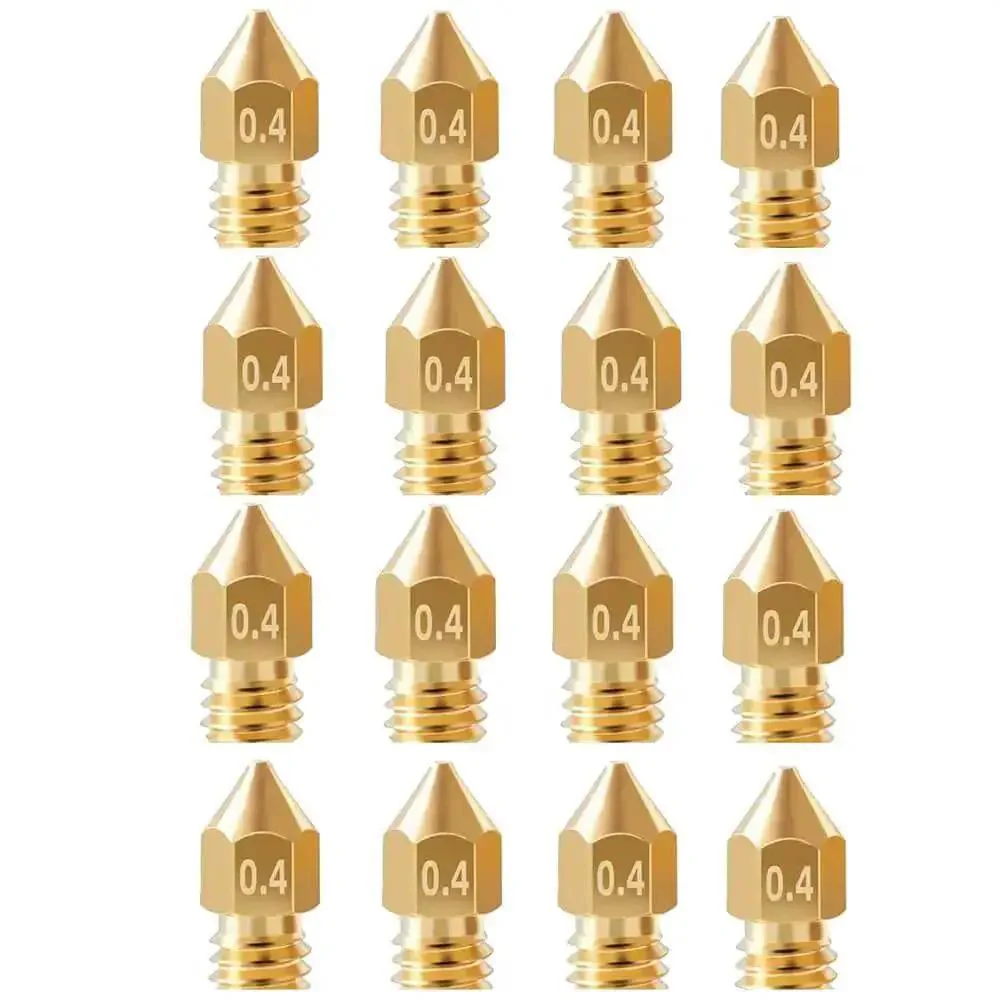16Pcs 0.4mm MK8 Brass Ender 3 Nozzle Set For 3D Printers Including Ender 3 V2 Pro Max S1 Neo CR10 Series, Durable Extruder Nozzles For Smooth Filament Flow, Quick Swaps, High Temp Resistant, Great For Precise Layering
