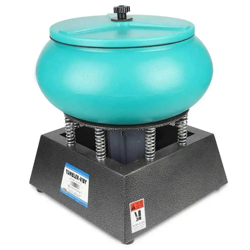 17 Inch Vibratory Tumbler Polishing And Grinding Machine For Jewelry Copper Aluminum Agate Wood Stone 220V 250W 12L Capacity Heavy Duty Bench Top Finishing Tool For Smooth Shine And Precise Shaping