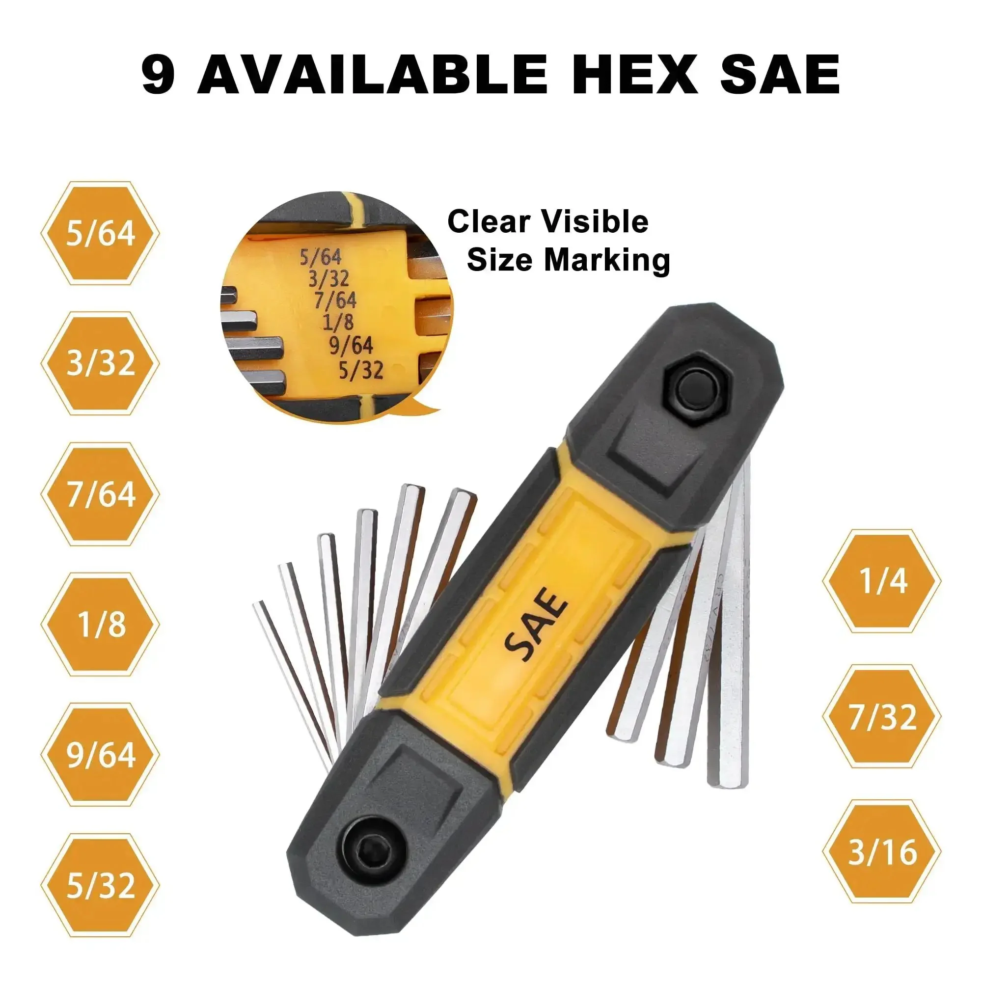17-Piece Folding Allen Wrench Set With Metric And SAE Hex Tools For Tight Spaces, Handy And Compact For Home Repairs, DIY Projects, And General Maintenance, Includes 2-Pack For On-The-Go Fixes - Image 8