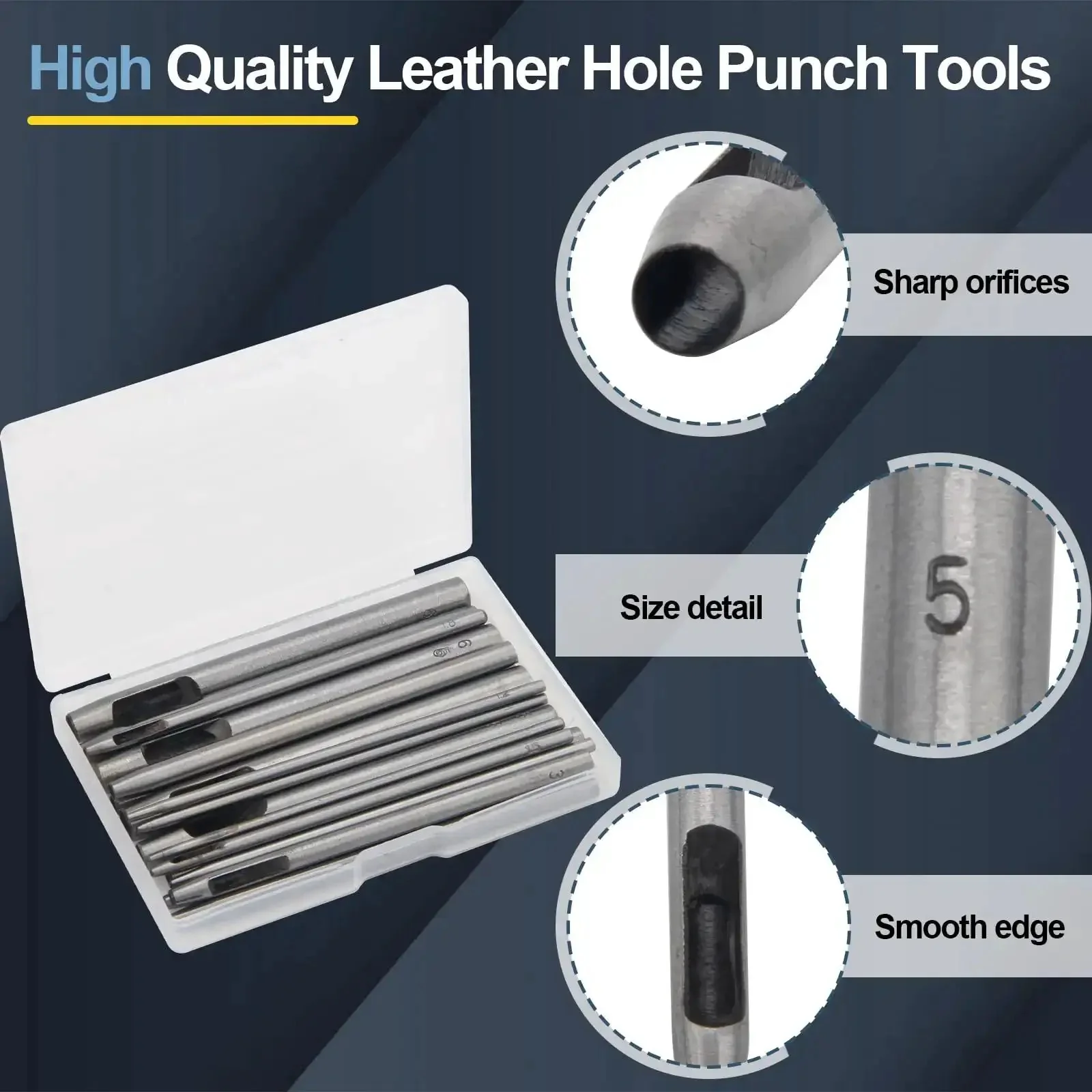 17 Piece Round Leather Hole Punch Kit 0.5 To 7mm Metal Hollow Punch Tool Set For Leather Craft Belts Watch Bands Paper Plastic Leather With Durable Storage Box - Image 5