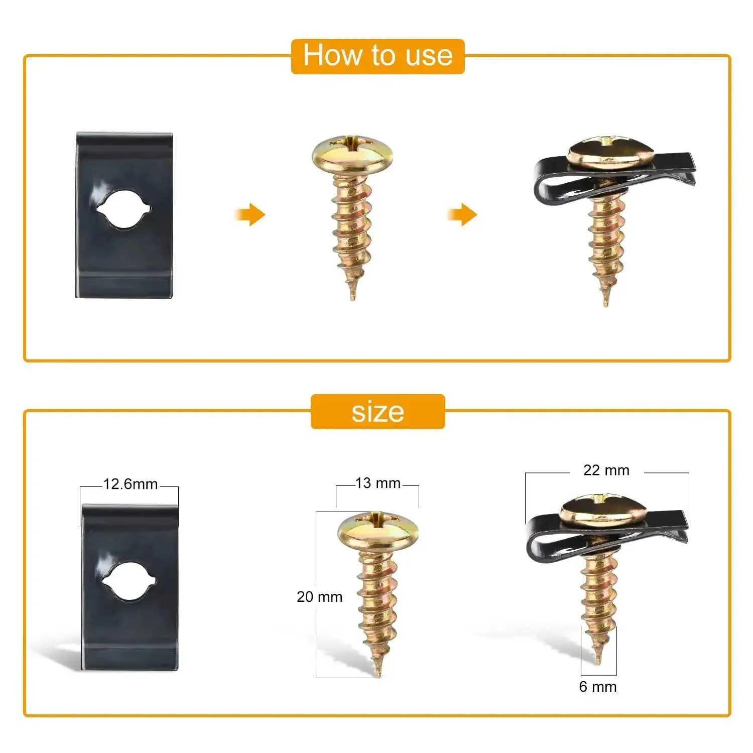 170 Piece Car U Clip And Screw Kit With 9 Sizes For Universal Auto Interior Dash Door Panel Replacement Parts U Nuts Fasteners And Clips For Repair DIY Projects - Image 4
