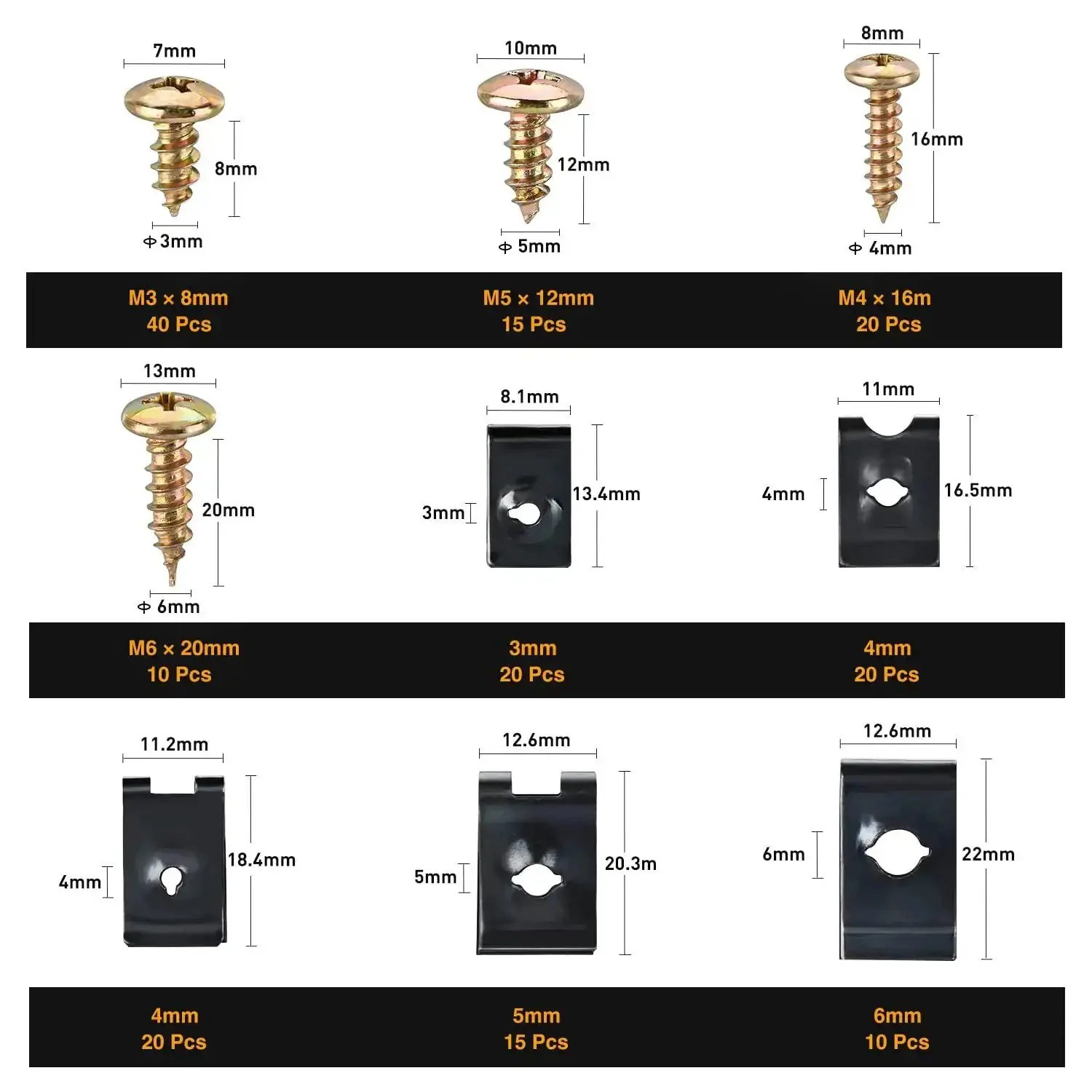 170 Piece Car U Clip And Screw Kit With 9 Sizes For Universal Auto Interior Dash Door Panel Replacement Parts U Nuts Fasteners And Clips For Repair DIY Projects - Image 7