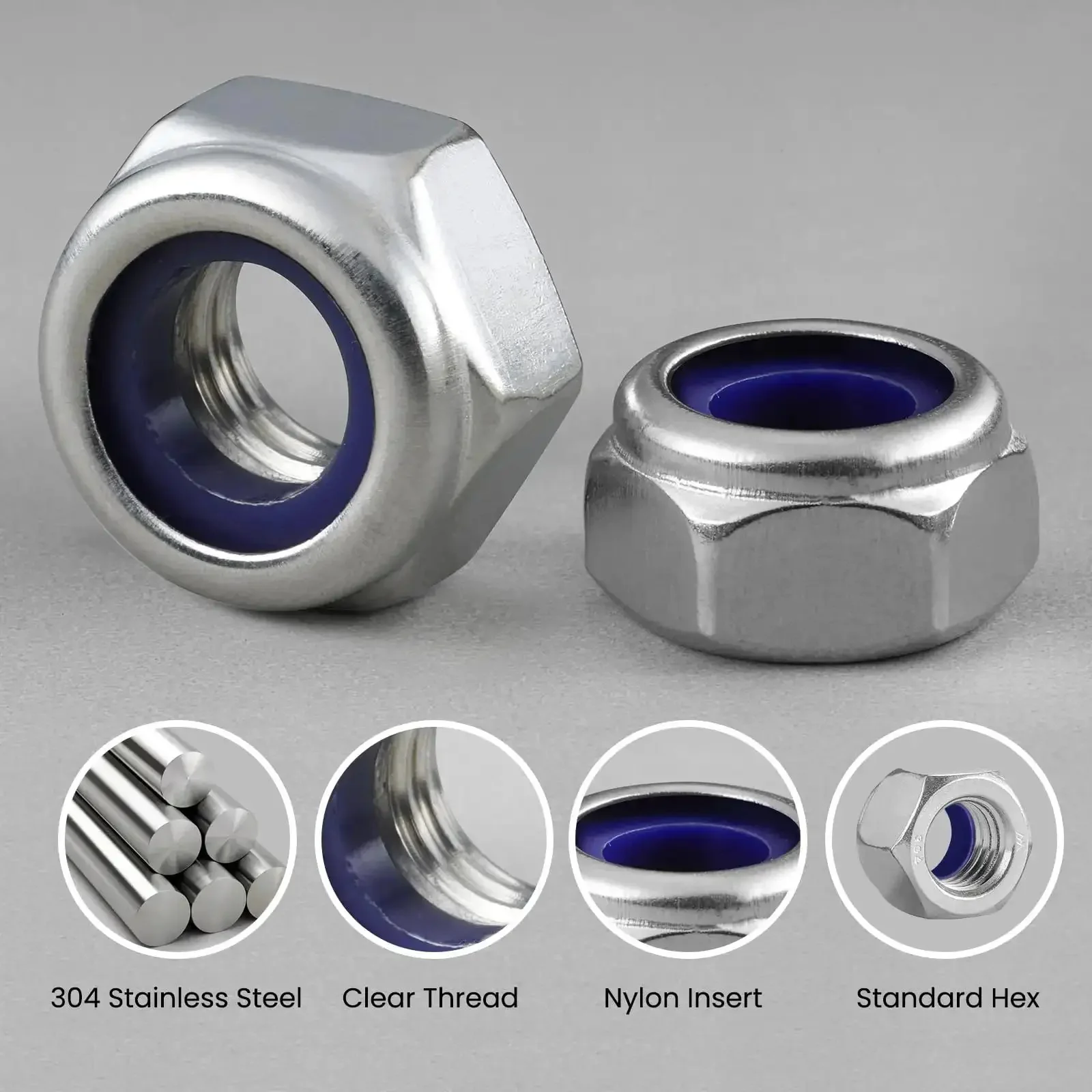 170 Piece Metric Lock Nut Set Nylon Insert Locknuts M3 M4 M5 M6 M8 M10 M12 Stainless Steel Self Locking Nuts Ideal For DIY Projects And Hardware Repairs - Image 4