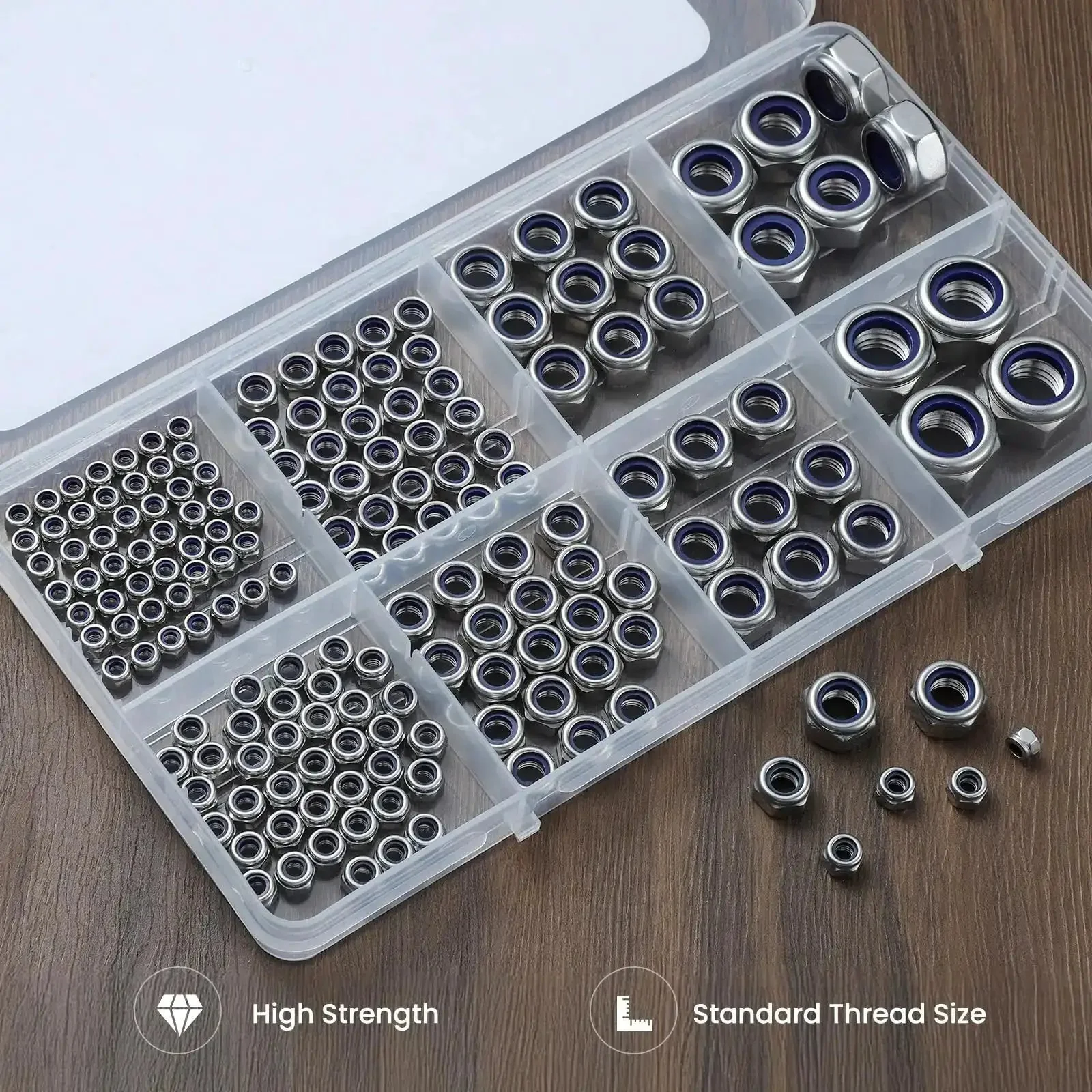 170 Piece Metric Lock Nut Set Nylon Insert Locknuts M3 M4 M5 M6 M8 M10 M12 Stainless Steel Self Locking Nuts Ideal For DIY Projects And Hardware Repairs - Image 5