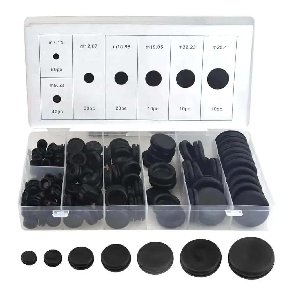170 Piece Rubber Grommet Kit Dope Round Firewall Plugs For Auto Body And Sheet Metal Black Double Sided Wire Gasket Kit Insulated Dustproof And High Temperature Resistant