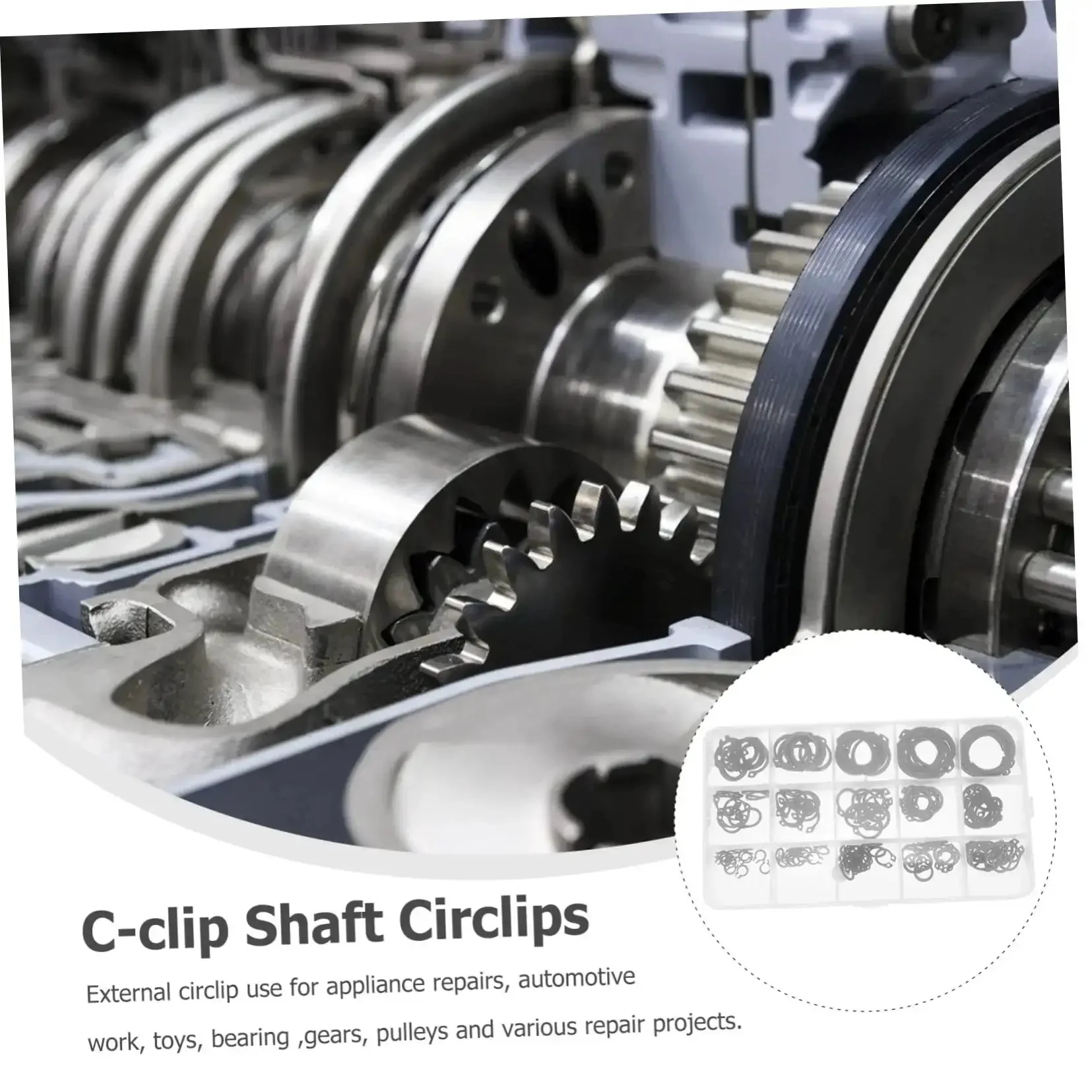 175 Piece Steel C Type External Circlip Snap Ring Assortment Kit For Automotive And Machinery In Clear Storage Case With Easy Size Access Durable Retaining Clips For Repair And Maintenance Of Mechanical Assemblies - Image 6