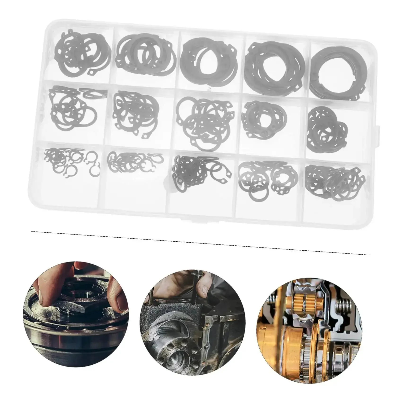 175 Piece Steel C Type External Circlip Snap Ring Assortment Kit For Automotive And Machinery In Clear Storage Case With Easy Size Access Durable Retaining Clips For Repair And Maintenance Of Mechanical Assemblies - Image 8