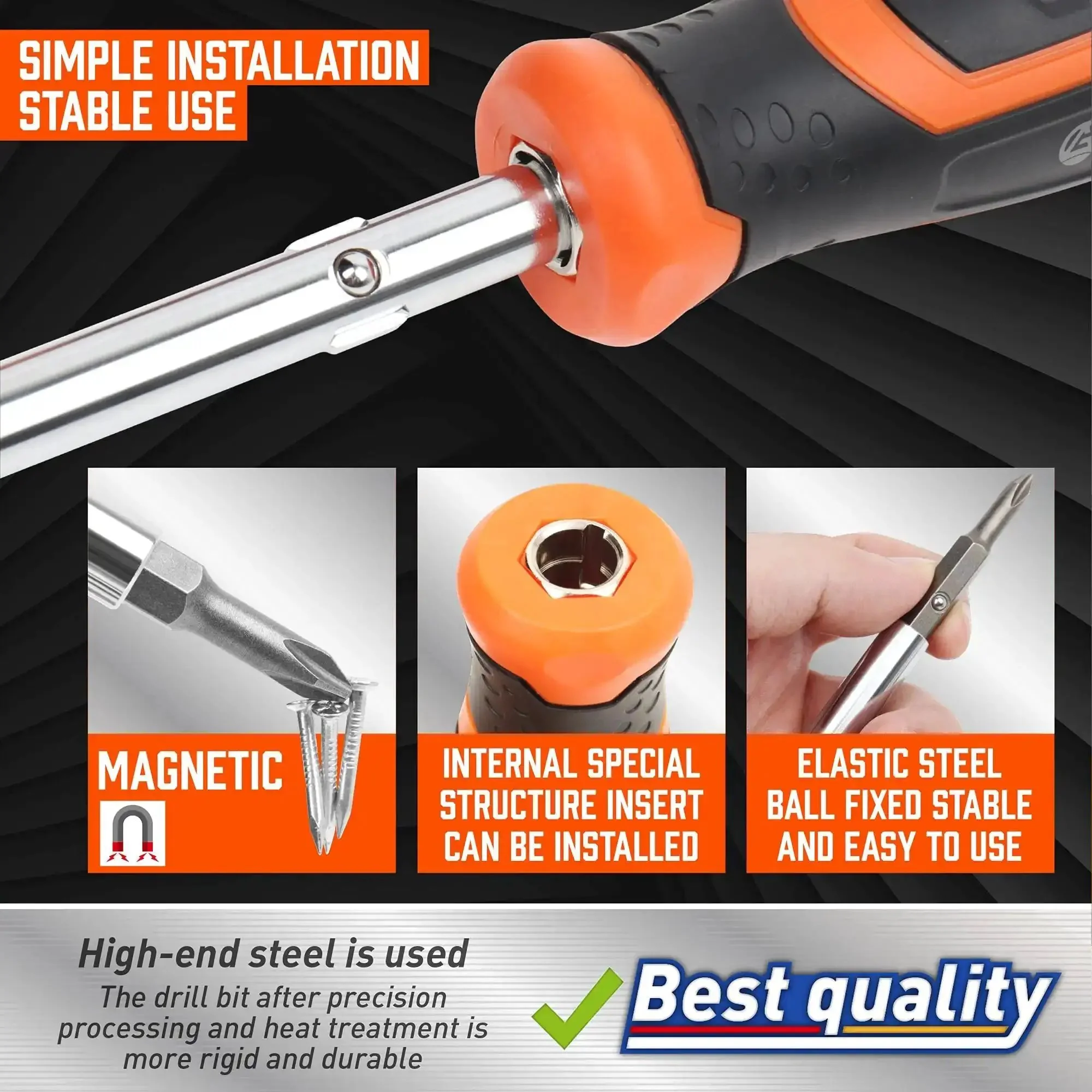 18 In 1 Multi Bit Screwdriver Set With Ergonomic Handle Portable All In One Tool Kit For Slotted Phillips Pozidriv Torx Square And Nut Driver Bits Pro Grade Heat Treated Bits For Home DIY Projects - Image 3