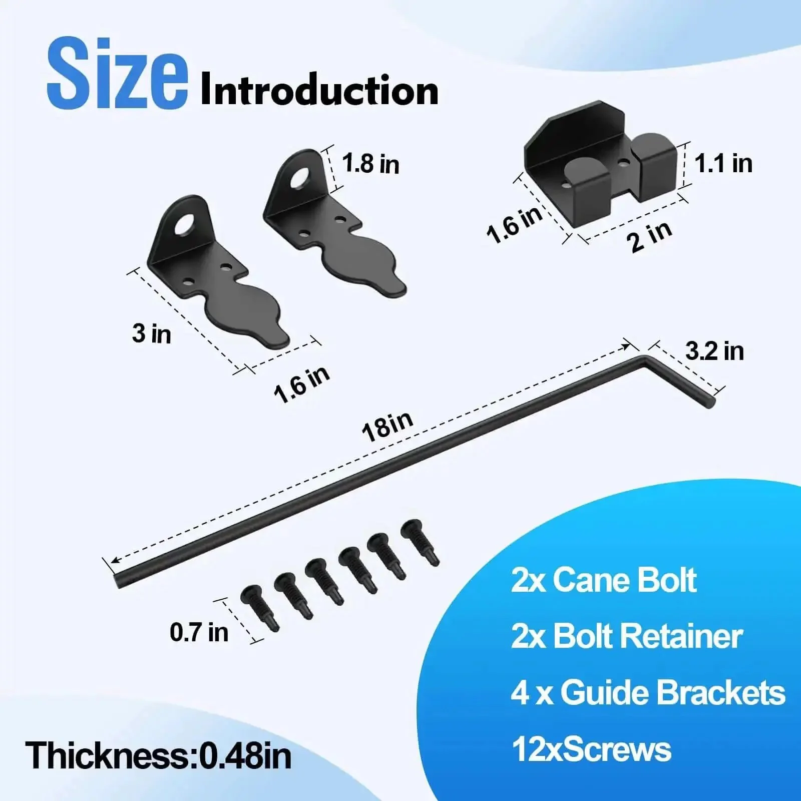 18 Inch Cane Bolt Drop Rod For Gates And Fences, Heavy Duty Gate Latch For Wood, Metal, And Vinyl Fences, Floor Latch To Secure Doors To Ground, Black Coating, 2 Pack - Image 7