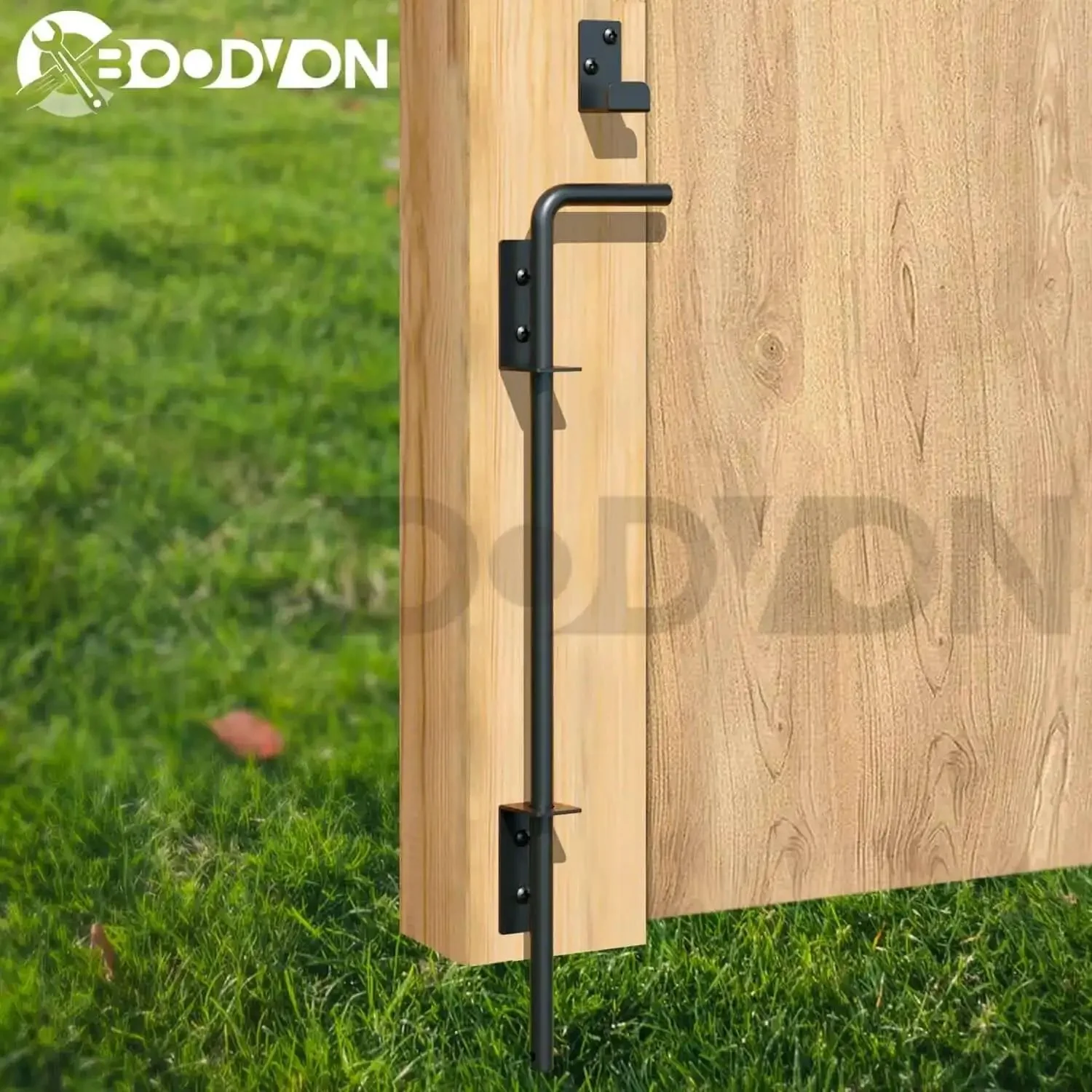 18 Inch Cane Bolt Gate Drop Rod Heavy Duty Gate Hardware For Wood Metal Vinyl Gates Doors Ground Latch And Stopper Black Finish With Wrought Iron Style Gate Latches 1 Pack - Image 2