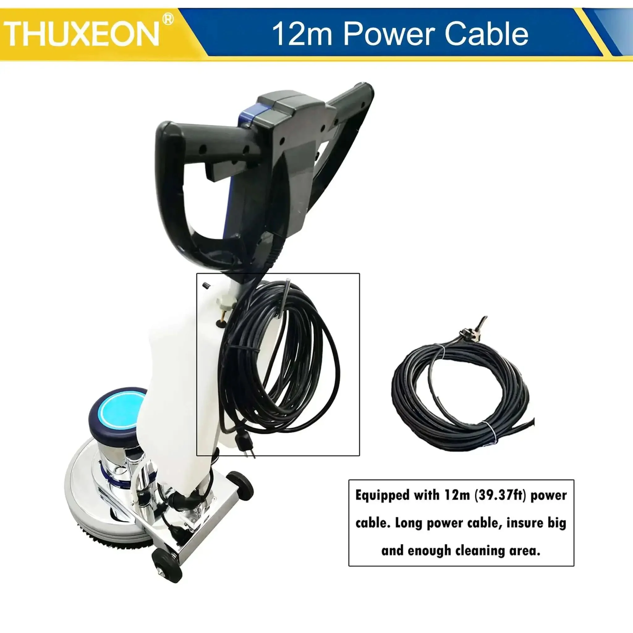 18 Inch Commercial Floor Scrubber Buffer Built Tough Polisher With 1100W Motor And 12L Tank For Hotel Carpet And Tile Cleaning Butterfly Handle Low Noise 110V - Image 4