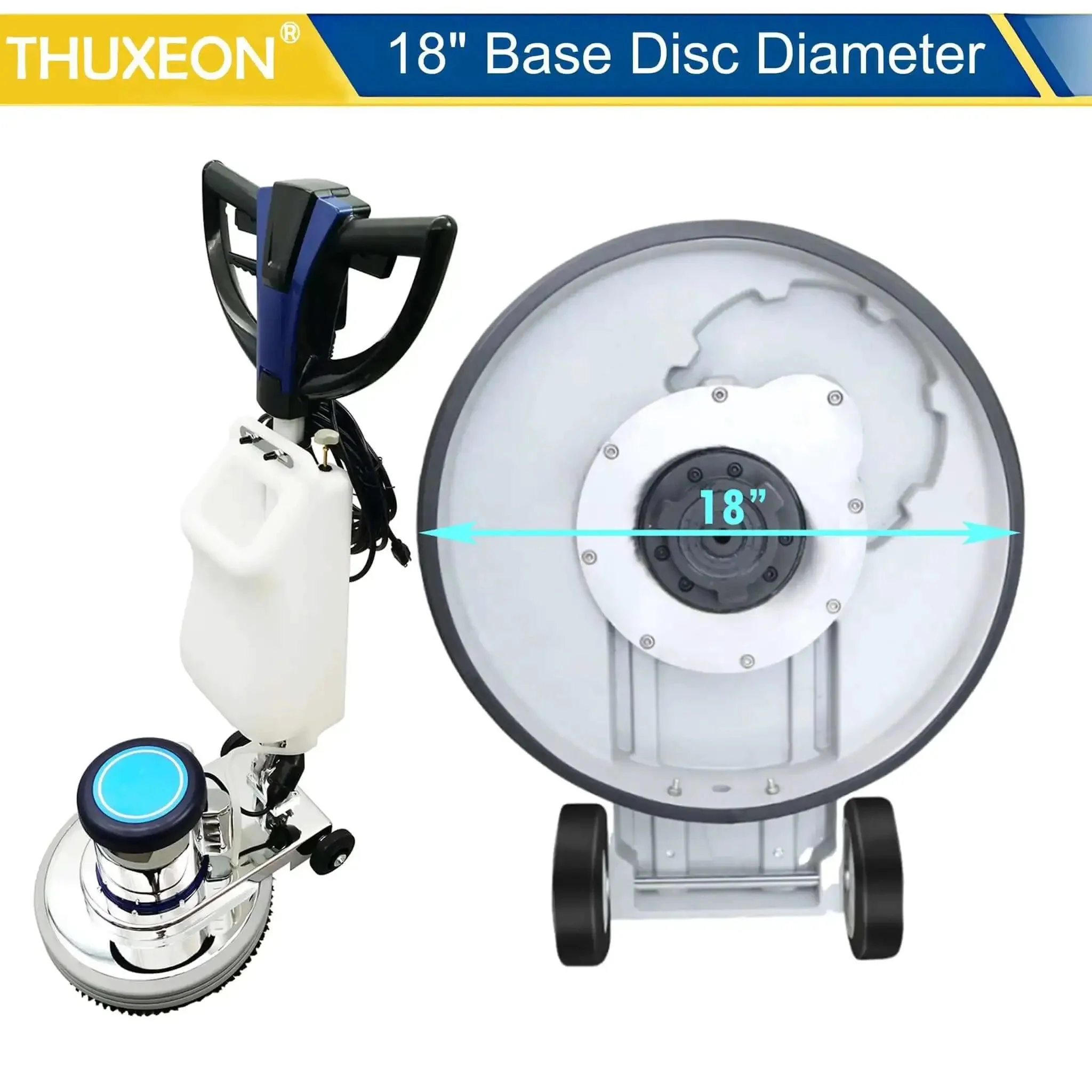 18 Inch Commercial Floor Scrubber Buffer Built Tough Polisher With 1100W Motor And 12L Tank For Hotel Carpet And Tile Cleaning Butterfly Handle Low Noise 110V - Image 6
