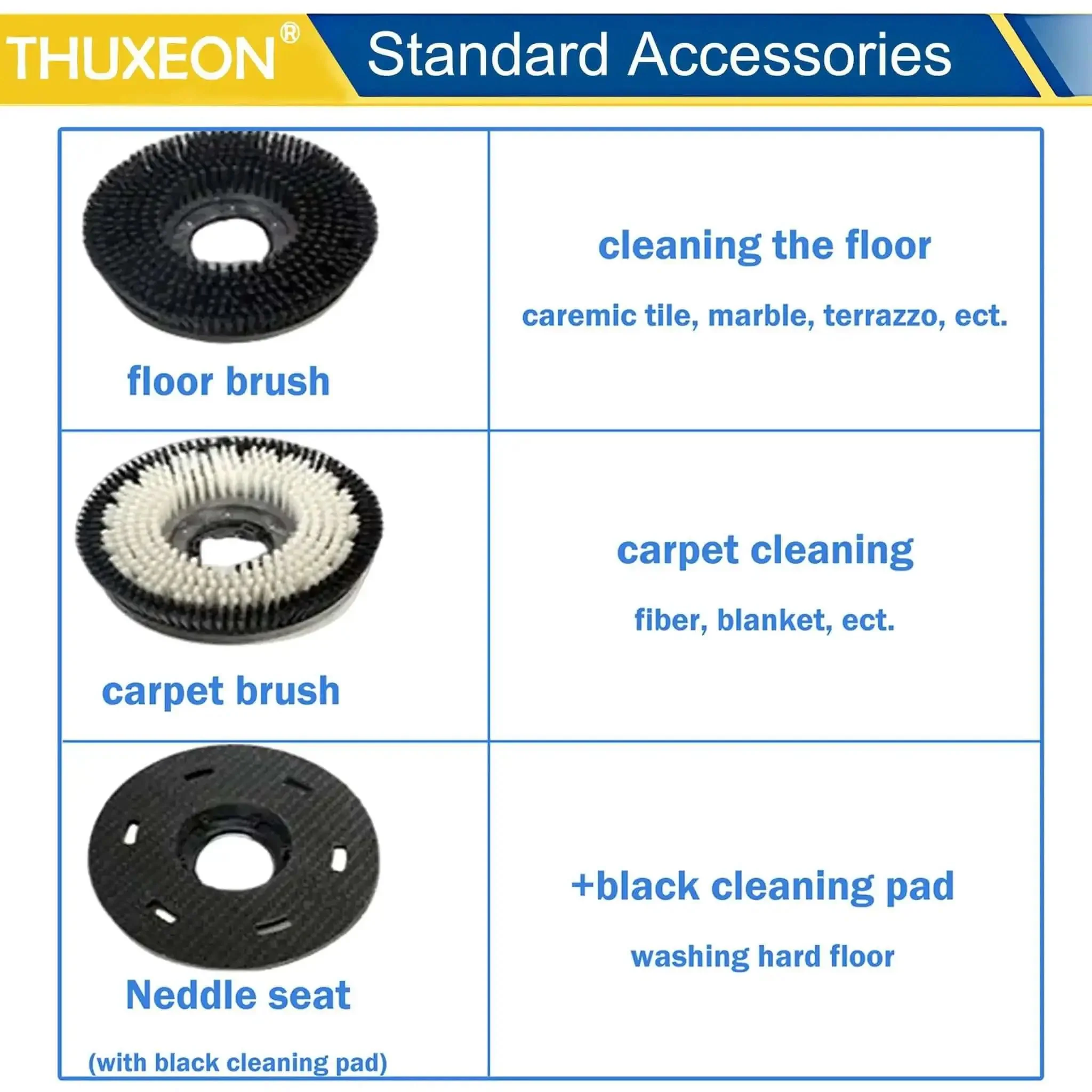18 Inch Commercial Floor Scrubber Buffer Built Tough Polisher With 1100W Motor And 12L Tank For Hotel Carpet And Tile Cleaning Butterfly Handle Low Noise 110V - Image 7