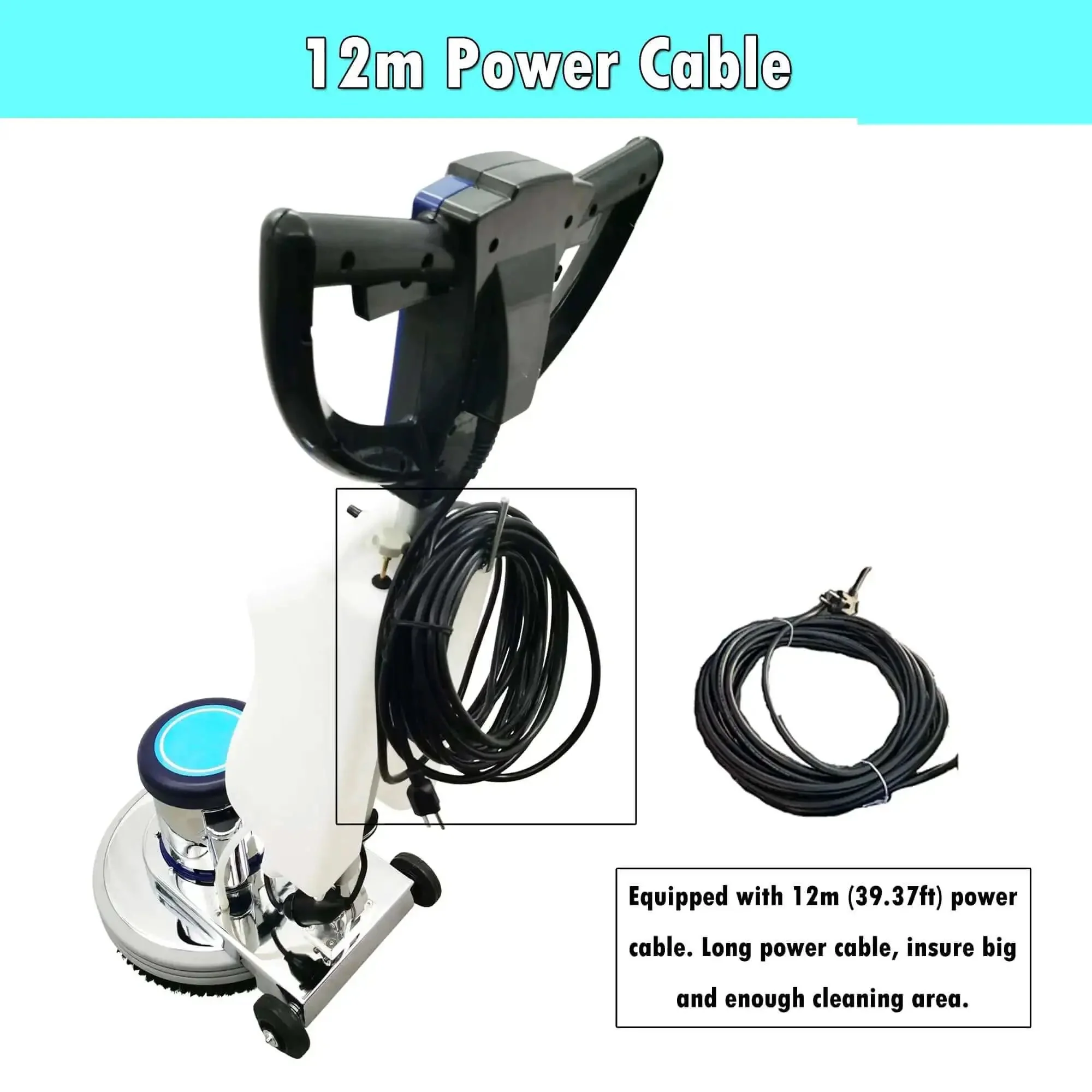 18 Inch Floor Scrubber Buffer Industrial Polisher For Commercial Use With 175 RPM 110V Heavy Duty Workhorse With Long 39 Ft Power Cord For Tile And Concrete Floors - Image 4