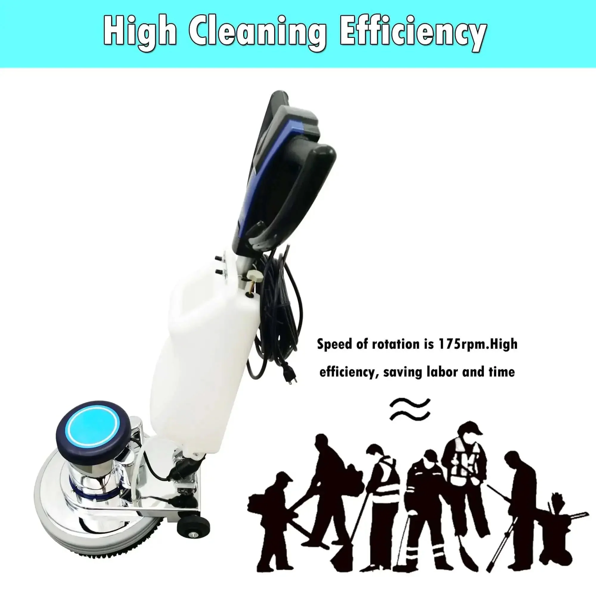 18 Inch Floor Scrubber Buffer Industrial Polisher For Commercial Use With 175 RPM 110V Heavy Duty Workhorse With Long 39 Ft Power Cord For Tile And Concrete Floors - Image 5