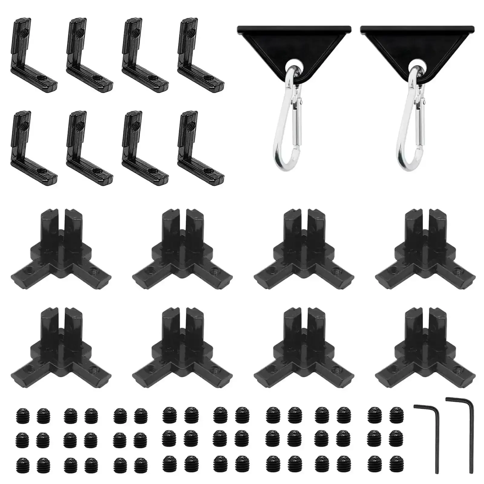 18 Pack Aluminum Extrusion Hardware Kit With 2020 3 Way Corner Brackets Inside Joints Sliding Hooks And Wrench For 20 Series Aluminum Extrusion Black Must Have DIY Projects For Home Workshop And Industrial Use