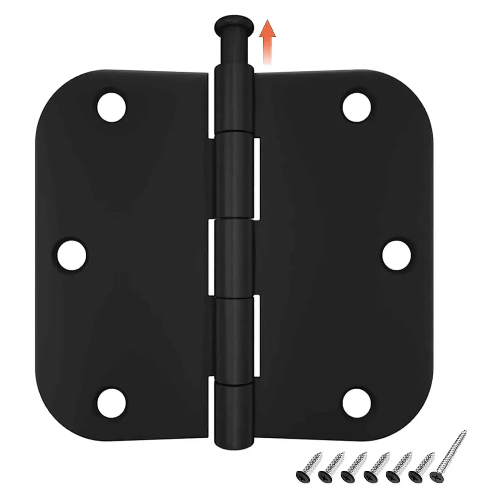 18 Pack Black Matte Interior Door Hinges 3.5 Inch By 3.5 Inch Rounded 5/8 Radius Heavy Duty Hinges For Residential Doors With 6 Screw Holes Durable Matte Finish Easy Install