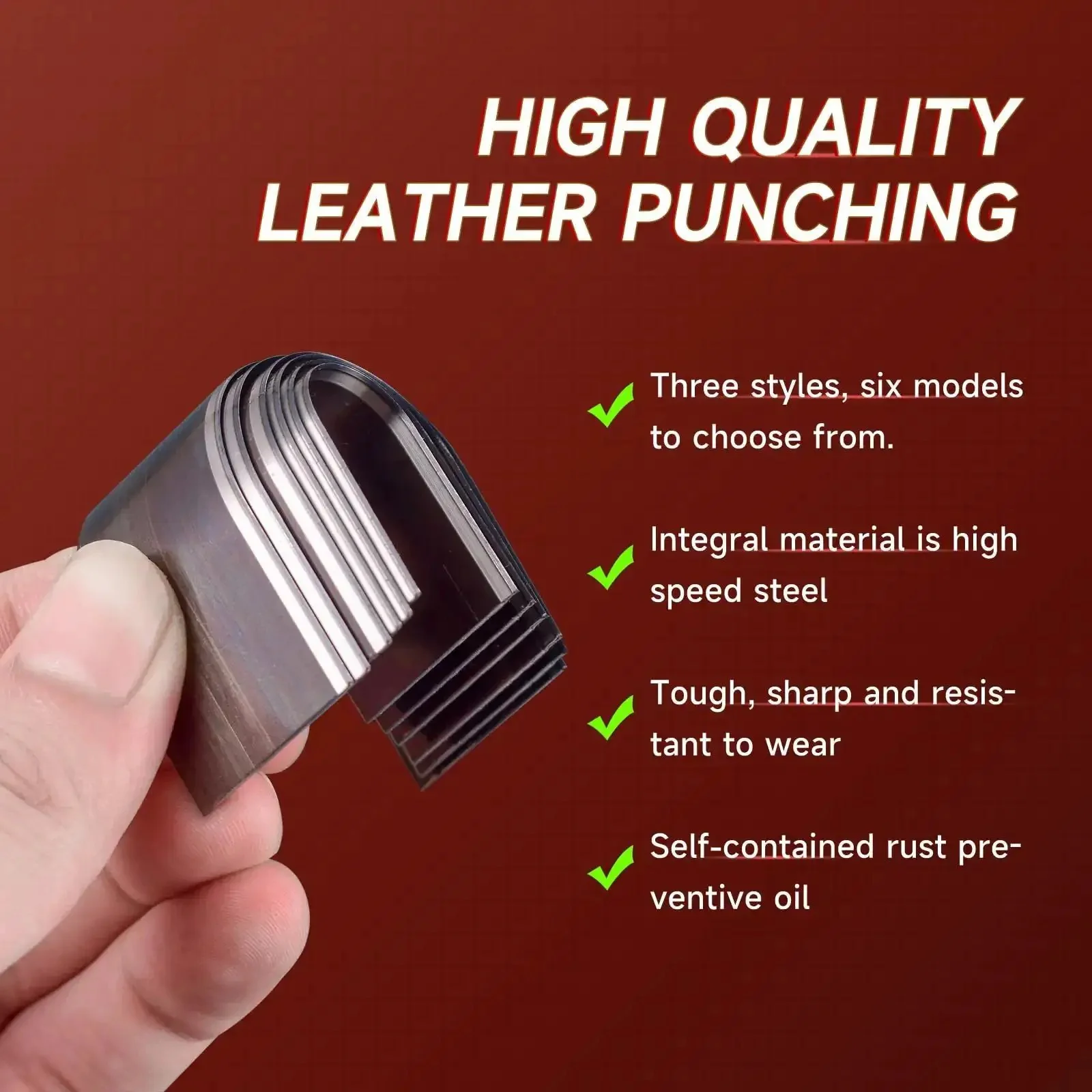 18 Piece Leather Punch Set For DIY Leatherworking With Six Sizes 15mm 20mm 25mm 30mm 35mm 38mm And Round Pointed And Square Heads Pro Grade Alloy Steel Embossing Tools For Beginners And Pros - Image 6