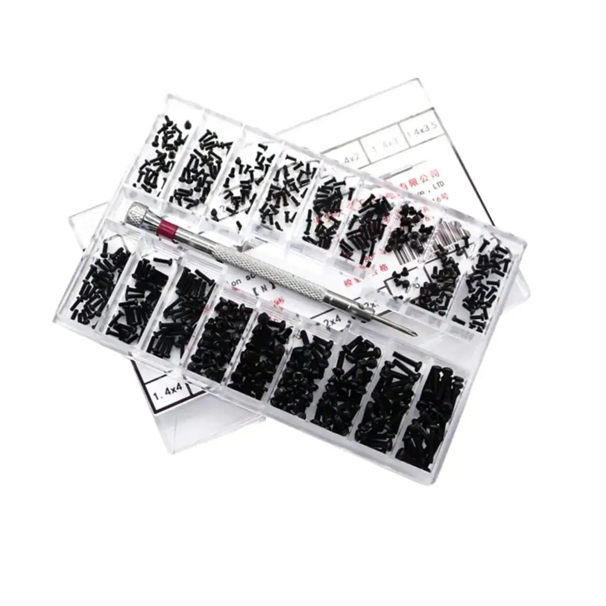 18 Piece Miniature Screw Assortment Kit With Flat Head And Countersunk Tiny Machine Screws In A Handy Portable Storage Box For Repair Jobs Ideal For DIYers And Pros Alike