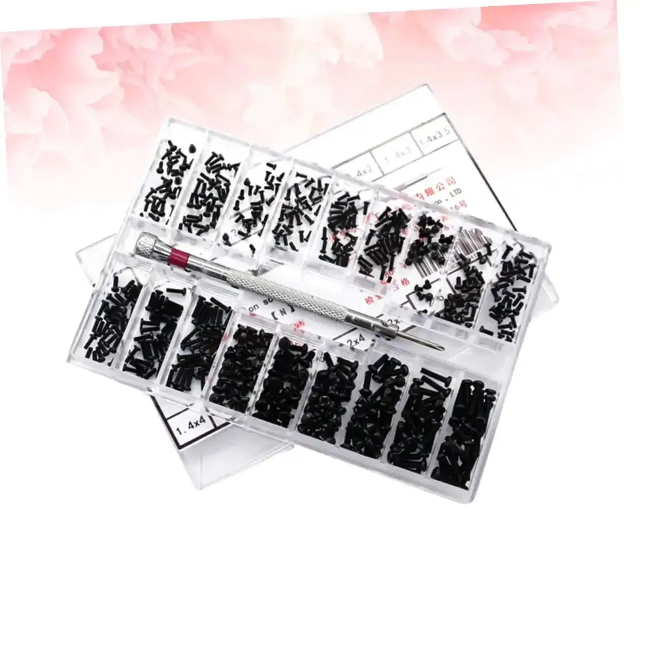 18 Piece Miniature Screw Assortment Kit With Flat Head And Countersunk Tiny Machine Screws In A Handy Portable Storage Box For Repair Jobs Ideal For DIYers And Pros Alike - Image 2