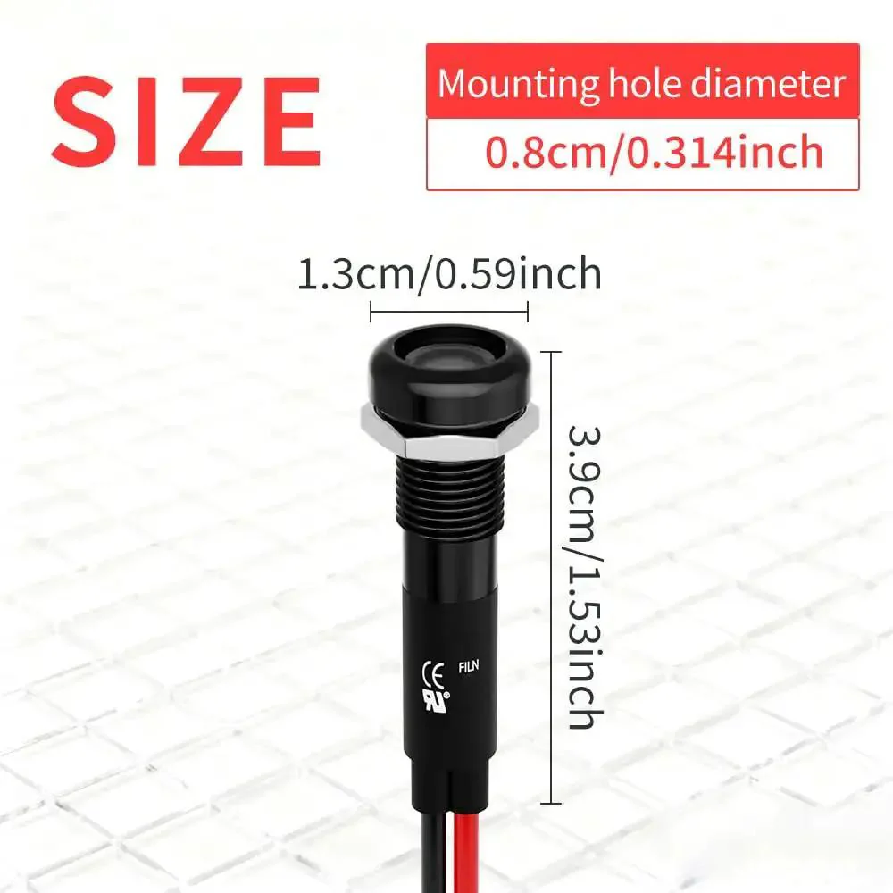 180 Changeable Symbols LED Indicator Light 12V-24V IP67 Waterproof Pre-Wired Dash Pilot Light DIY Ready Premium For Cars Trucks Boats RVs Marine Off Road Red - Image 8