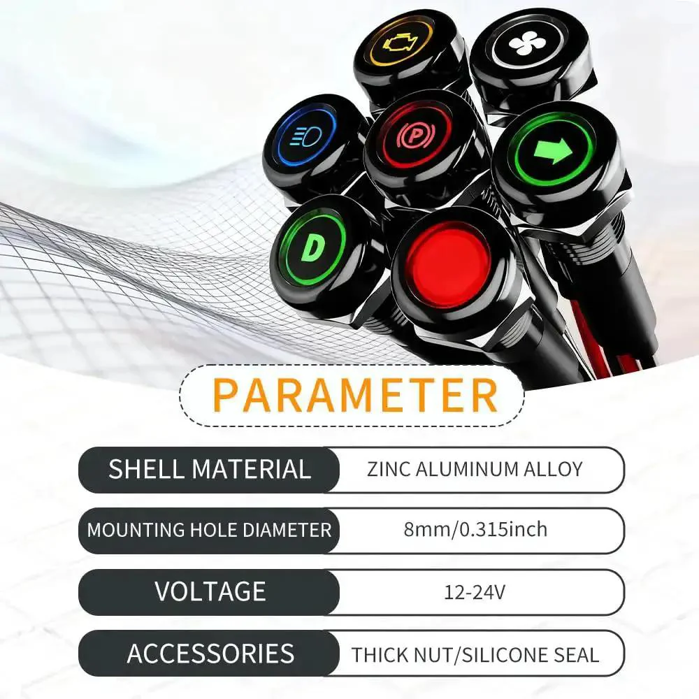 180 Changeable Symbols LED Indicator Light 12V-24V IP67 Waterproof Pre-Wired Dash Pilot Light DIY Ready Premium For Cars Trucks Boats RVs Marine Off Road Red - Image 9