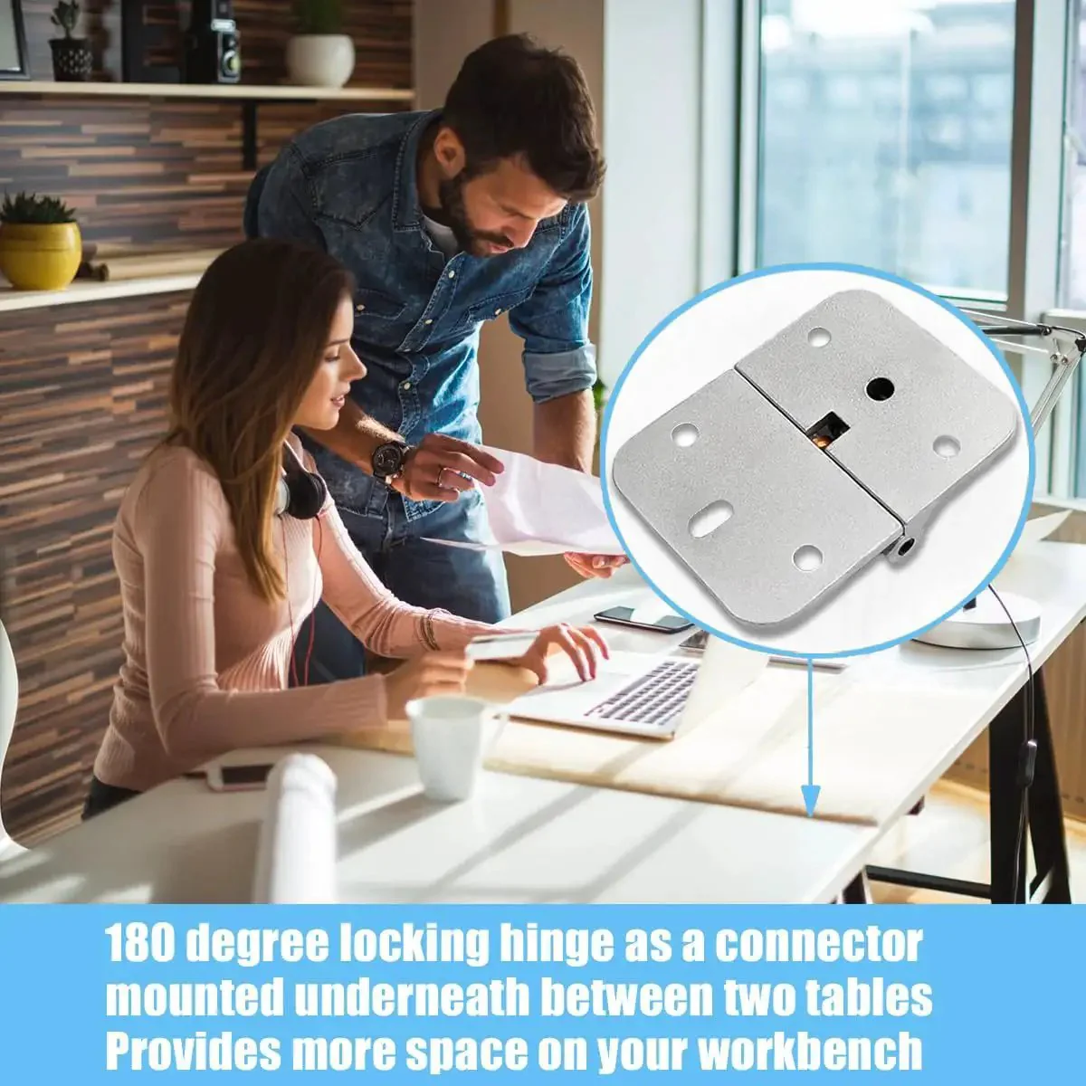 180 Degree Locking Hinges With Adjustable Small Torque For Folding Table Leaves And Bi Fold Doors, Heavy Duty Zinc Alloy Construction, Locking Table Hinge For Folding Tables And Leaves, Built To Last And Easy To Install - Image 6