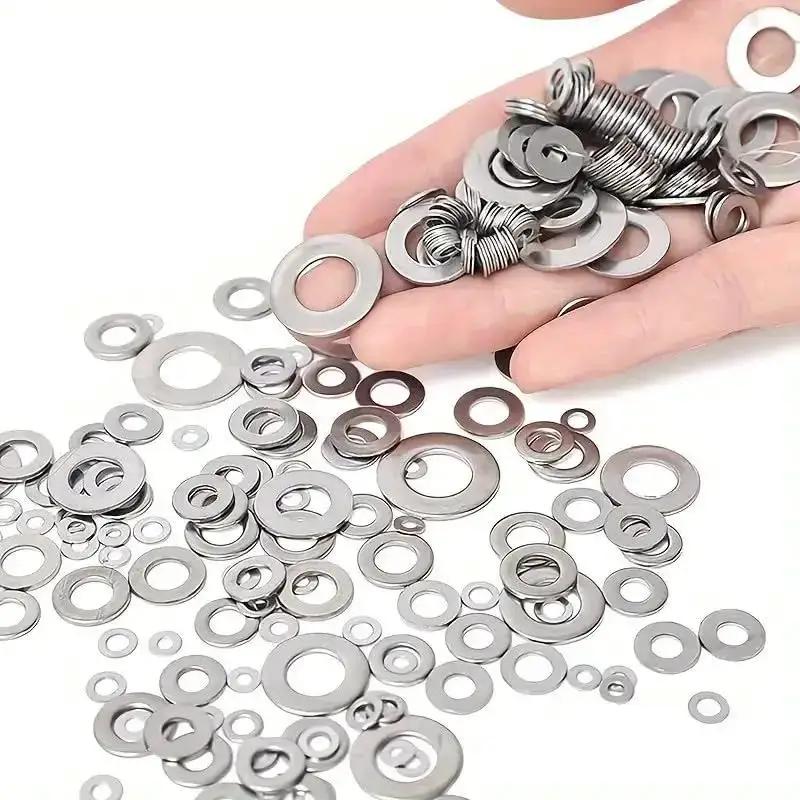 180 Pcs Stainless Steel Flat Washers Set For Screws And Bolts 304 Grade Assorted Sizes M2.5 M2 M3 M4 M5 M6 M8 M10 Built Tough For Heavy Duty Projects And Industrial Use