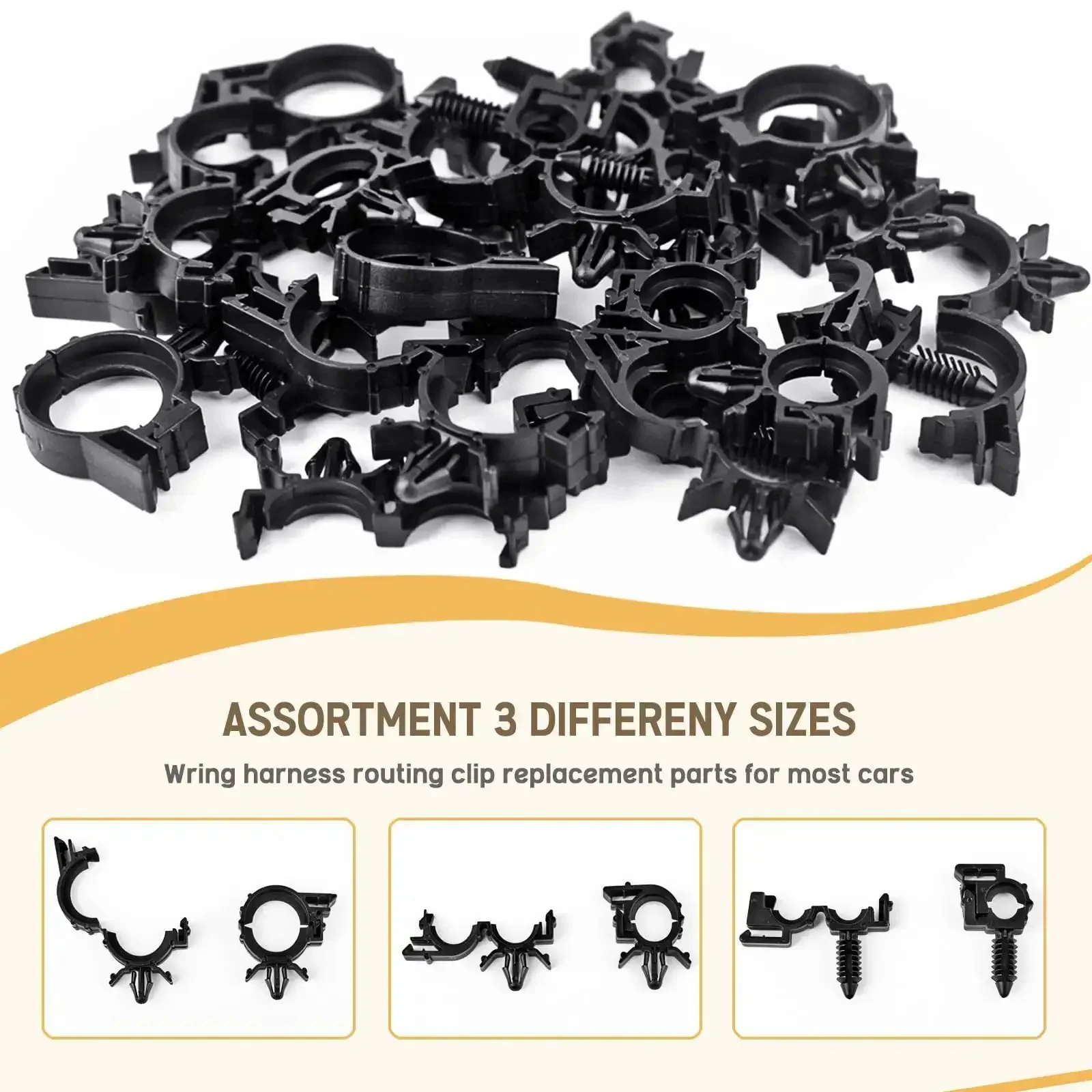 180 Piece Nylon Universal Cable Tie Buckle Set With Push Mount Zip Ties And Wire Loom Routing Clips For Cars Trucks SUVs Sedans UTVs Universal Engine Bay Self Locking Straps For Easy DIY Wiring Restoration - Image 3