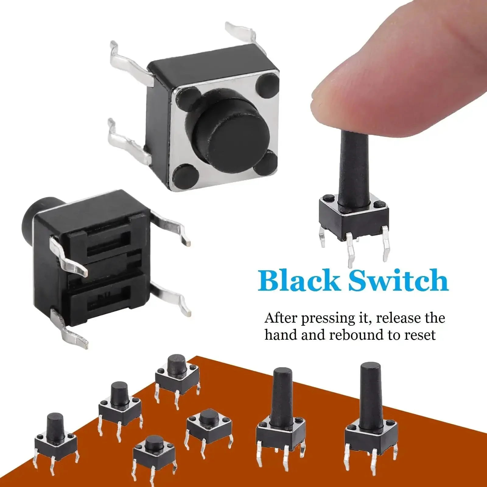 180-Piece Tactile Push Button Switch Kit With 10 Value Sizes 6x6mm To 7x7mm 4-Pin Micro Momentary Tact Switch Set For Prototyping DIY Electronics Projects And Hobbyist Builds - Image 5
