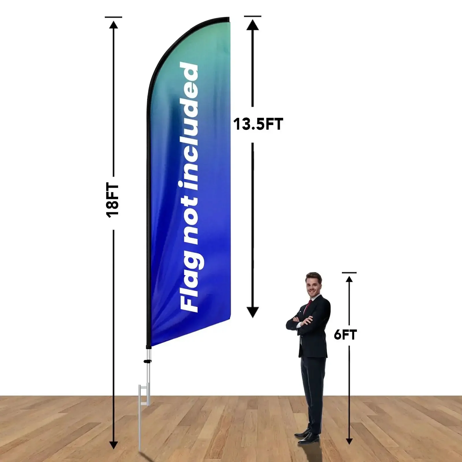 18Ft Aluminum Feather Flag Pole Kit For Swooper Flags, Heavy Duty Ground Spikes, Portable Carry Bag, Fits 13.5Ft Flags, Pro Grade For Business Advertising, Outdoor Promotions And Event Displays - Image 7