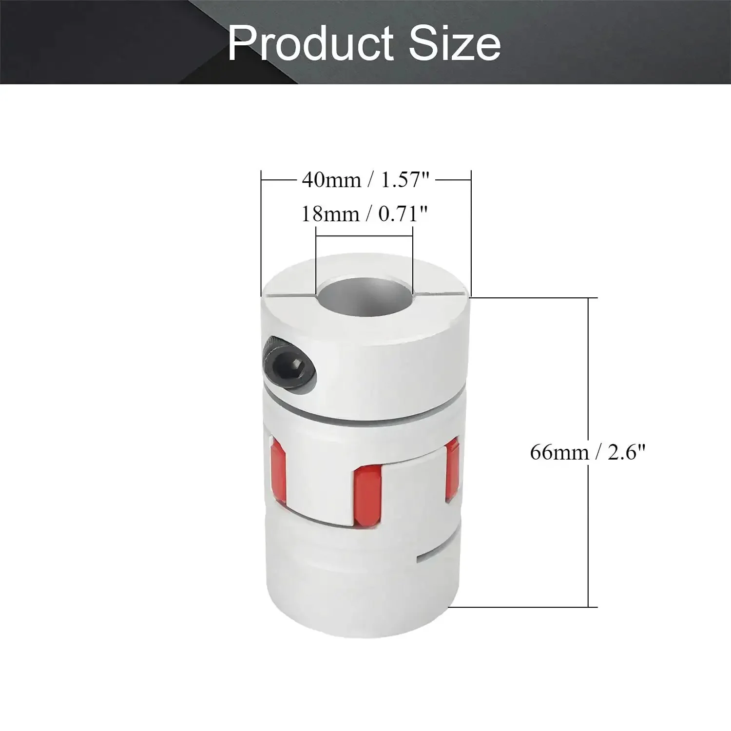 18mm To 18mm Aluminum Shaft Coupling Flexible Joint For Servo And Stepper Motors, 66x40mm Size, M6 Thread, Built Tough High Torque Linkage, Lightweight Durable Oxidized Finish, Easy Install - Image 7